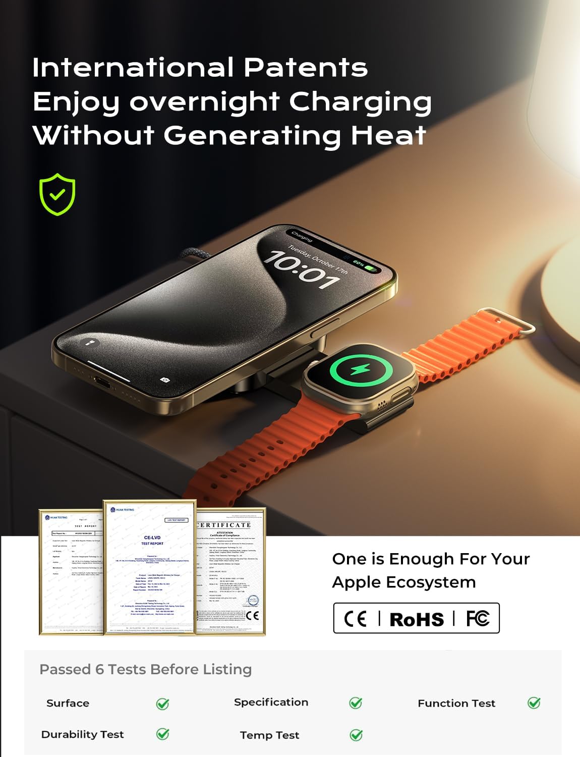LISEN for MagSafe Charger Stand for iPhone Magnetic Apple Watch Airpods Charging, Airplane Gadgets Magsafe Kickstand for iPhone Wireless Charger Gifts for Women Men Travel Essentials