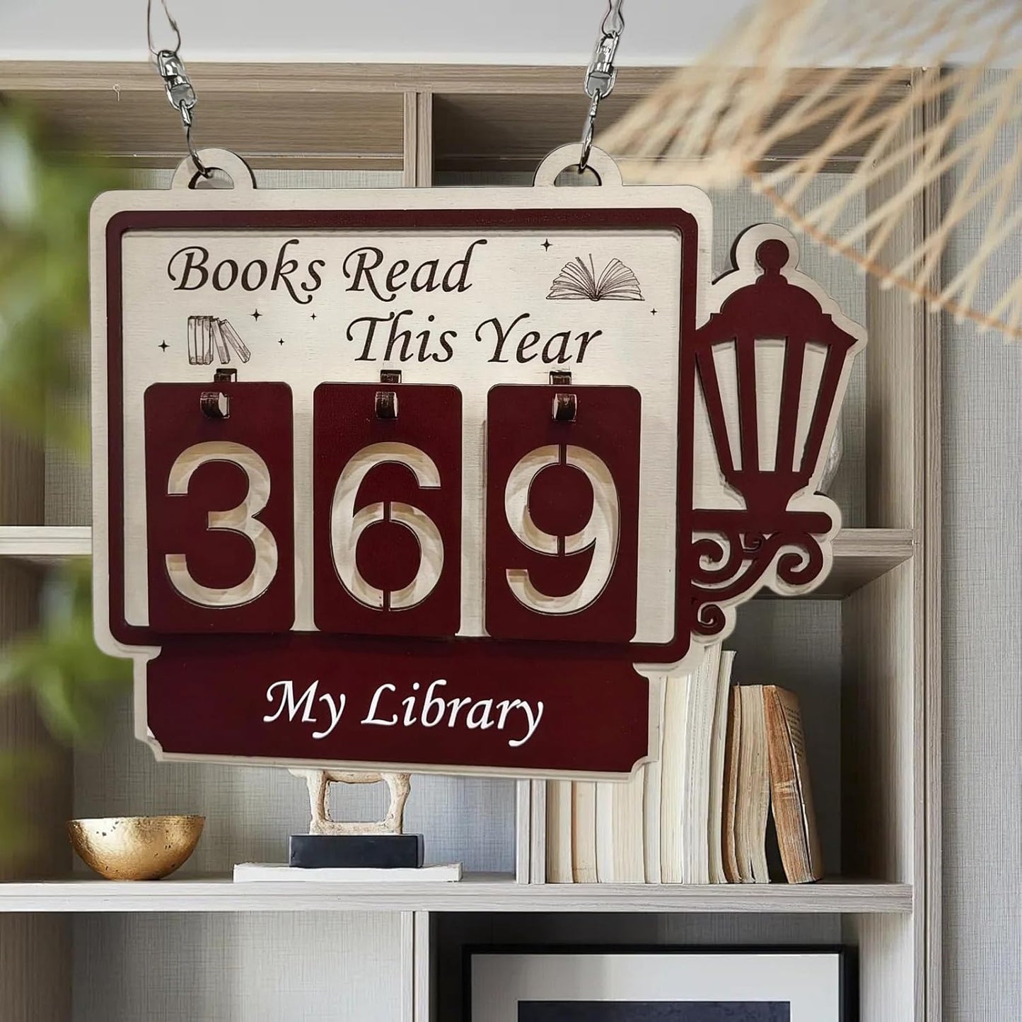 Books Read This Year Counter,Custom Books Read Tracker,Hanging Bookshelf Sign for Reading Challenge,Bookish Decor for Home or Library,Bookish Gifts for Book Lovers