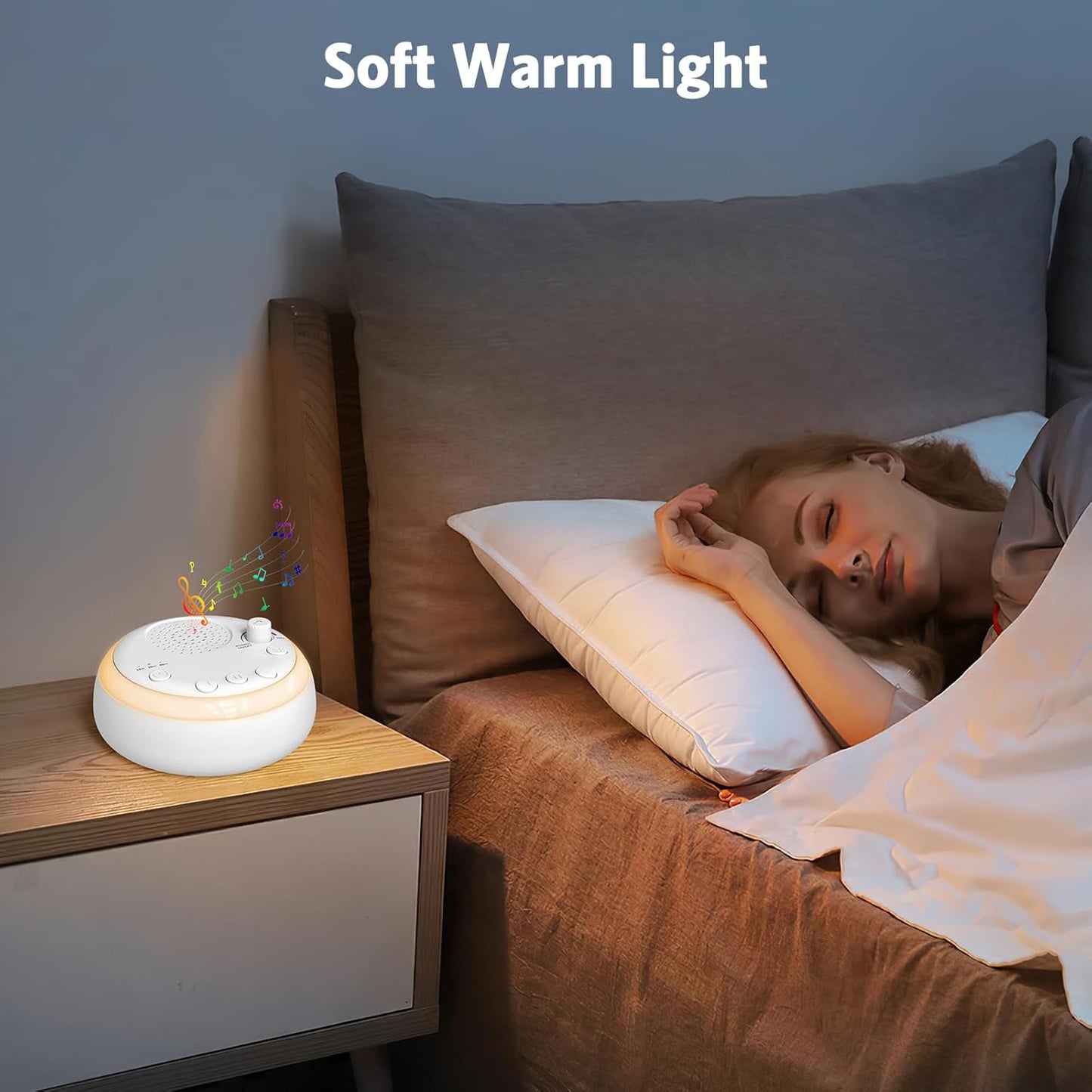 AMIR Sound Machine White Noise Machine with 16 Soothing Sounds for Baby Adults Kids Sleep, 3 Timers and Night Lights, Type-C Charging, Noise Canceling, Sound Therapy for Travel Office Home