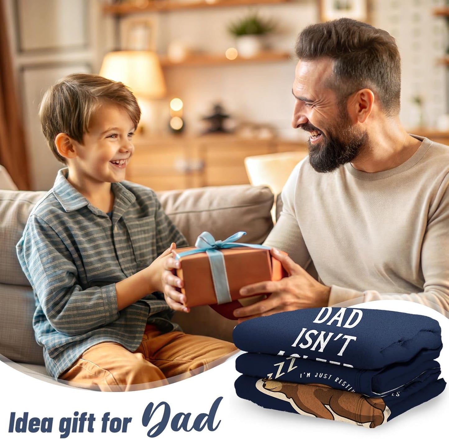 Dad Blanket, Birthday Gifts for Dad, Dad's Birthday Gifts from Daughter Son, Funny Gifts for Daddy, Blue Flannel Throw Daddy Blanket 50" x 60" Inches
