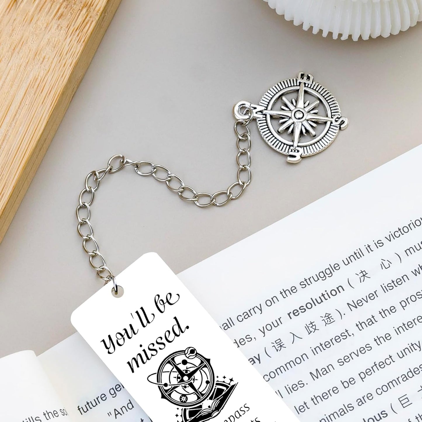 Metal Bookmark Retirement Gifts for Women Men Coworker Leaving Gifts for Women Going Away Goodbye Farewell Gift for Coworkers Friends Employee Compass Bookmarks