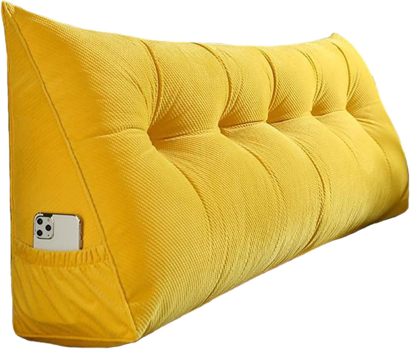 Bed Wedge Pillow for Headboard Back Cushion for Queen Size Bed Lumbar Support Pillow Reading Pillows for Bed Back Support with Removable Cover Washable ( Color : Yellow , Size : 59 x 8 x 19 inch )