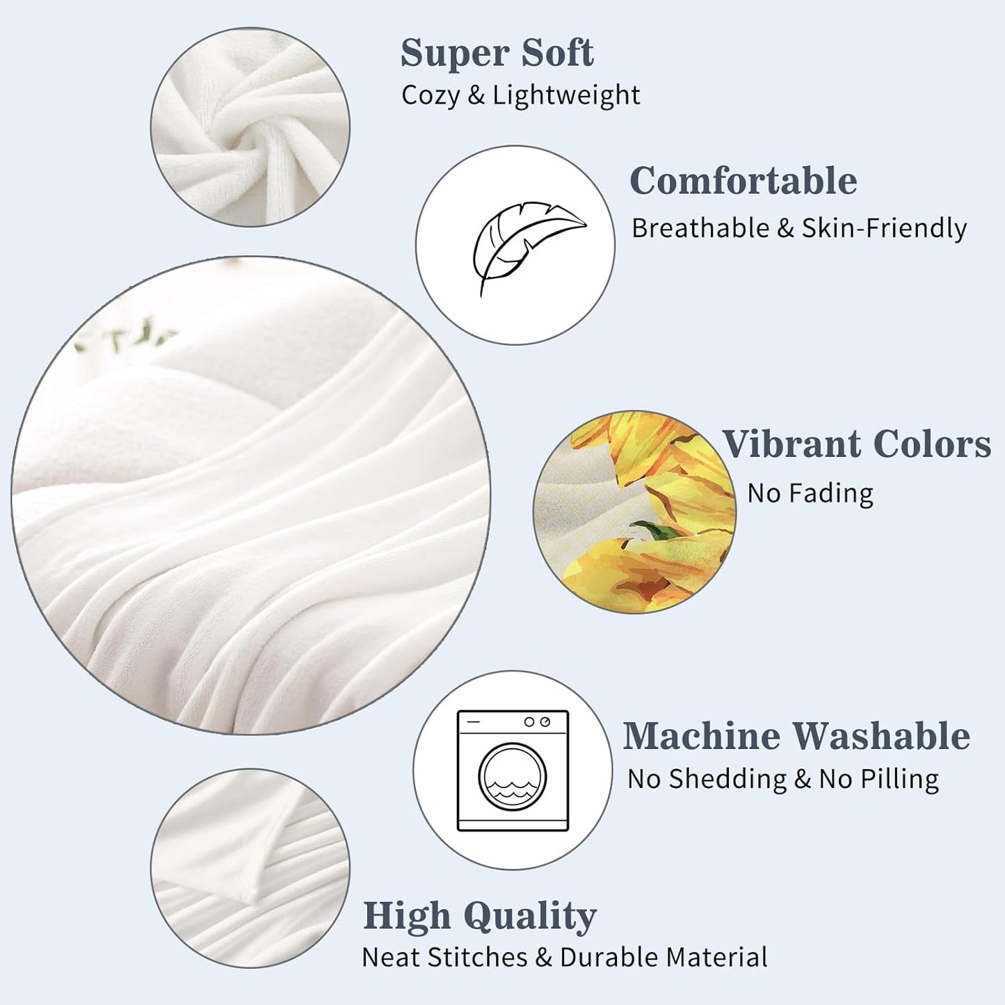 Neatee Living Sunflower Throw Blanket Spring Summer Floral Blanket for Couch Sofa Bed Soft Cozy Fuzzy Fleece Blankets Home Living Room Decoration Print Blanket Gift for Women Mom Girls 50x60