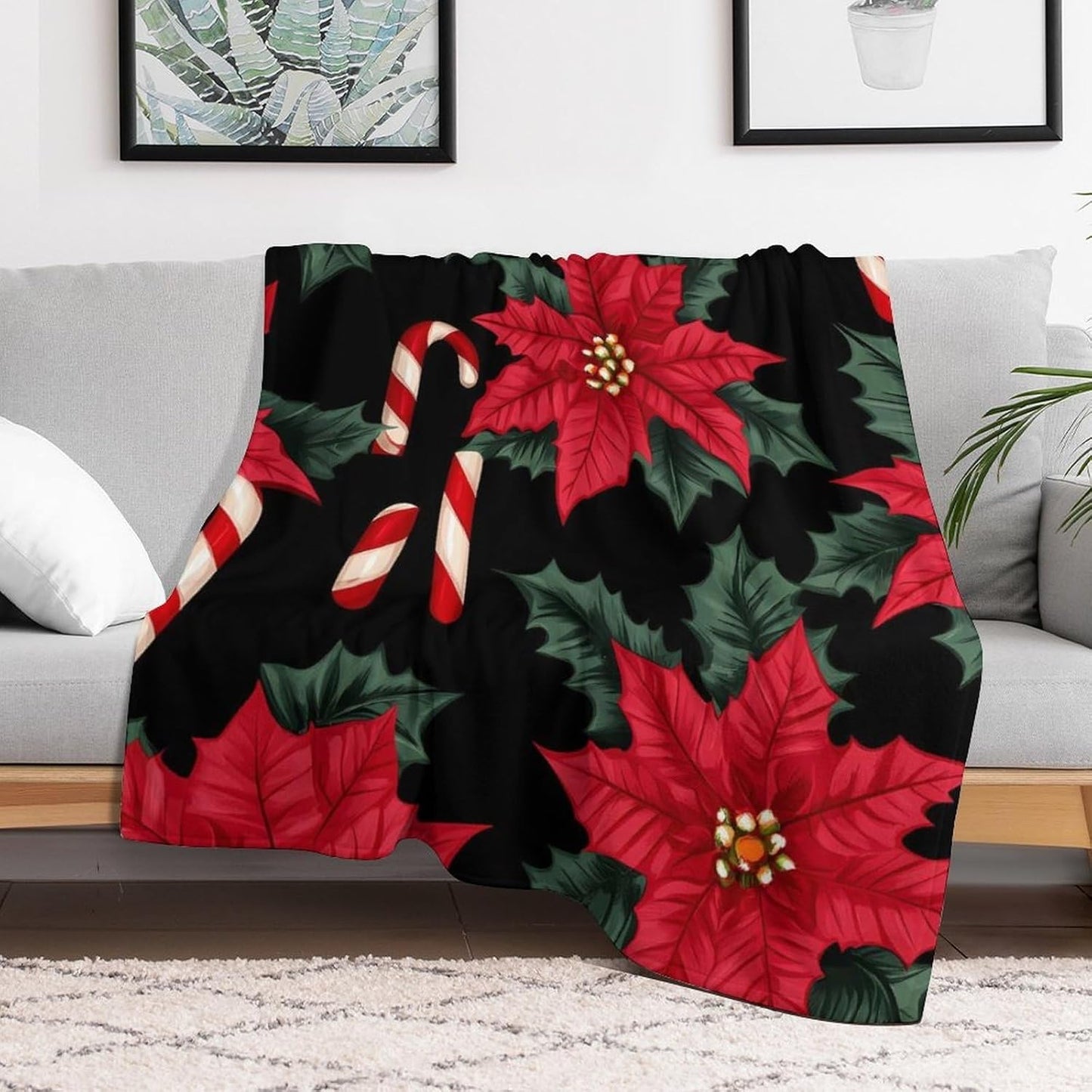 Floral Candy Throw Blanket for Couch Bed Plush Cozy Fuzzy Flannel Blanket for All Season 30"x40"