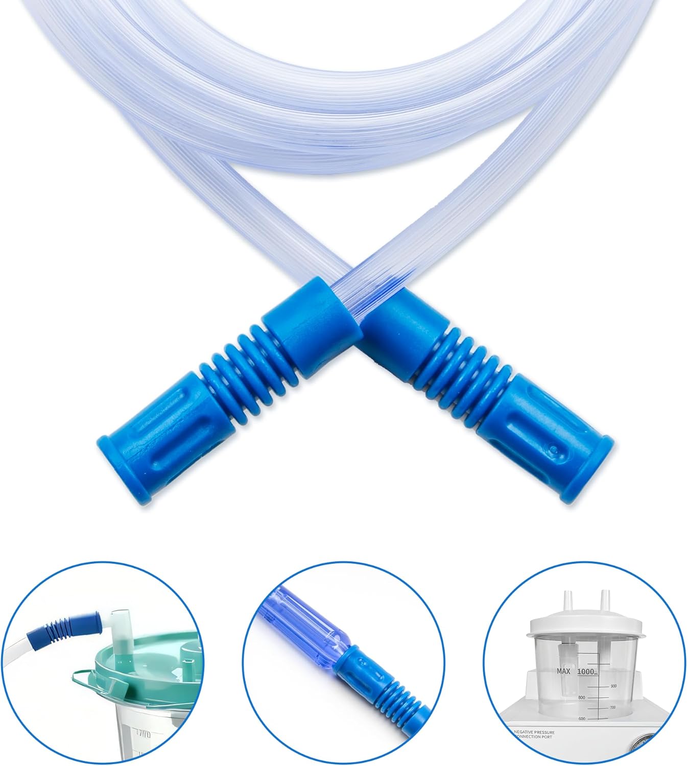 2 Pcs Extended Suction Connection Tube, 6.5 Feet - Flexible & Durable, Compatible with Various Devices