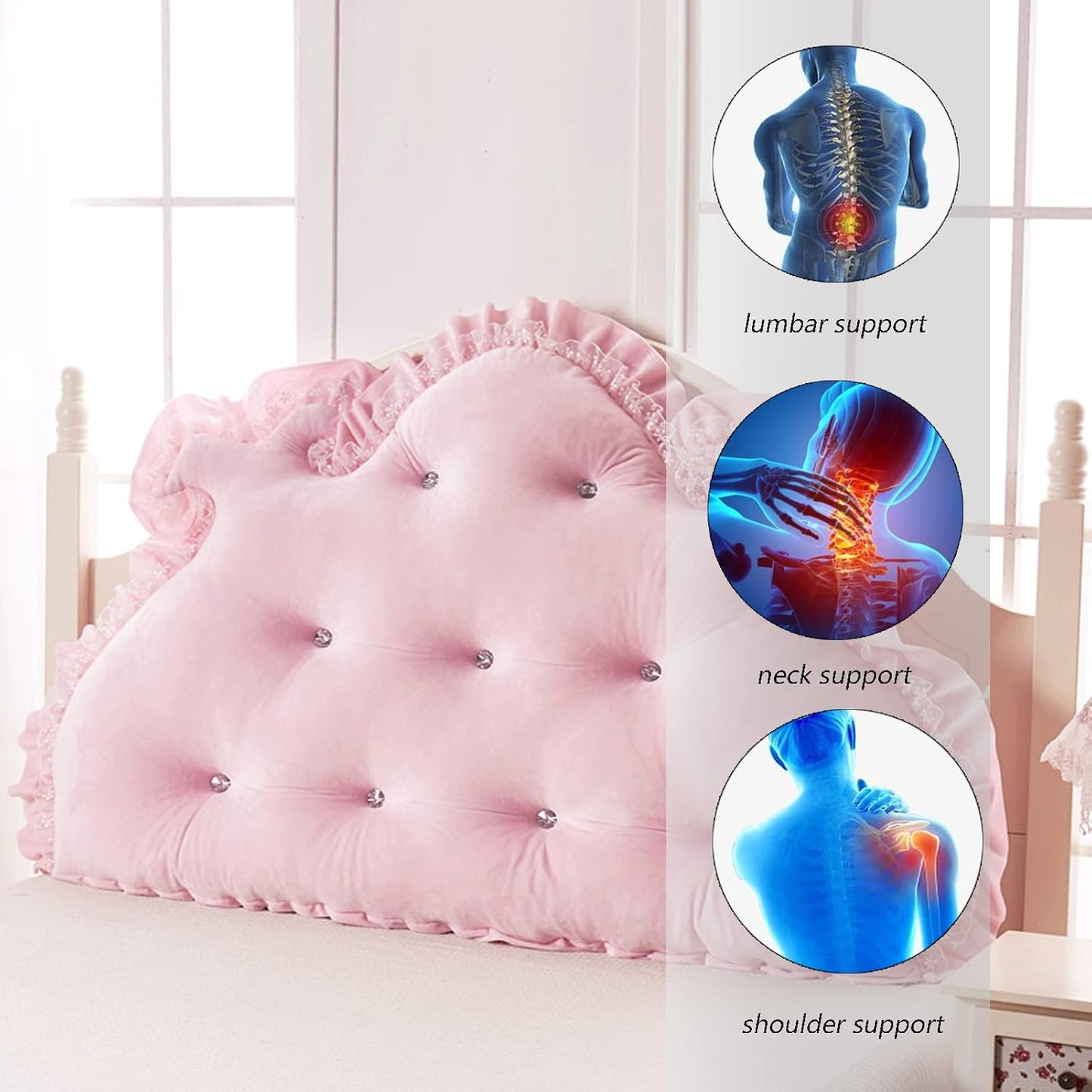 Bed Rest Pillow Bolster, 70.86" Headboard Cushion for Tatami & Back Support, Comfortable Reading & Relaxation Pillow for Home, Bedroom, Sofa, and Lounge Use (G 59.05IN/150CM)