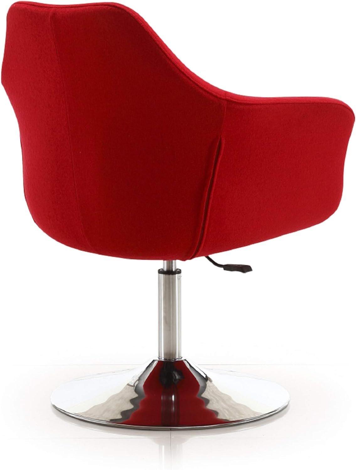 Manhattan Comfort Kinsey Adjustable Swivel Accent Chair Set of 2 with 360° Turn, Upholstered in Wool Blend, Polished Chrome Base, Ergonomic Design for Living Room & Home Office, 300 Lbs Capacity, Red
