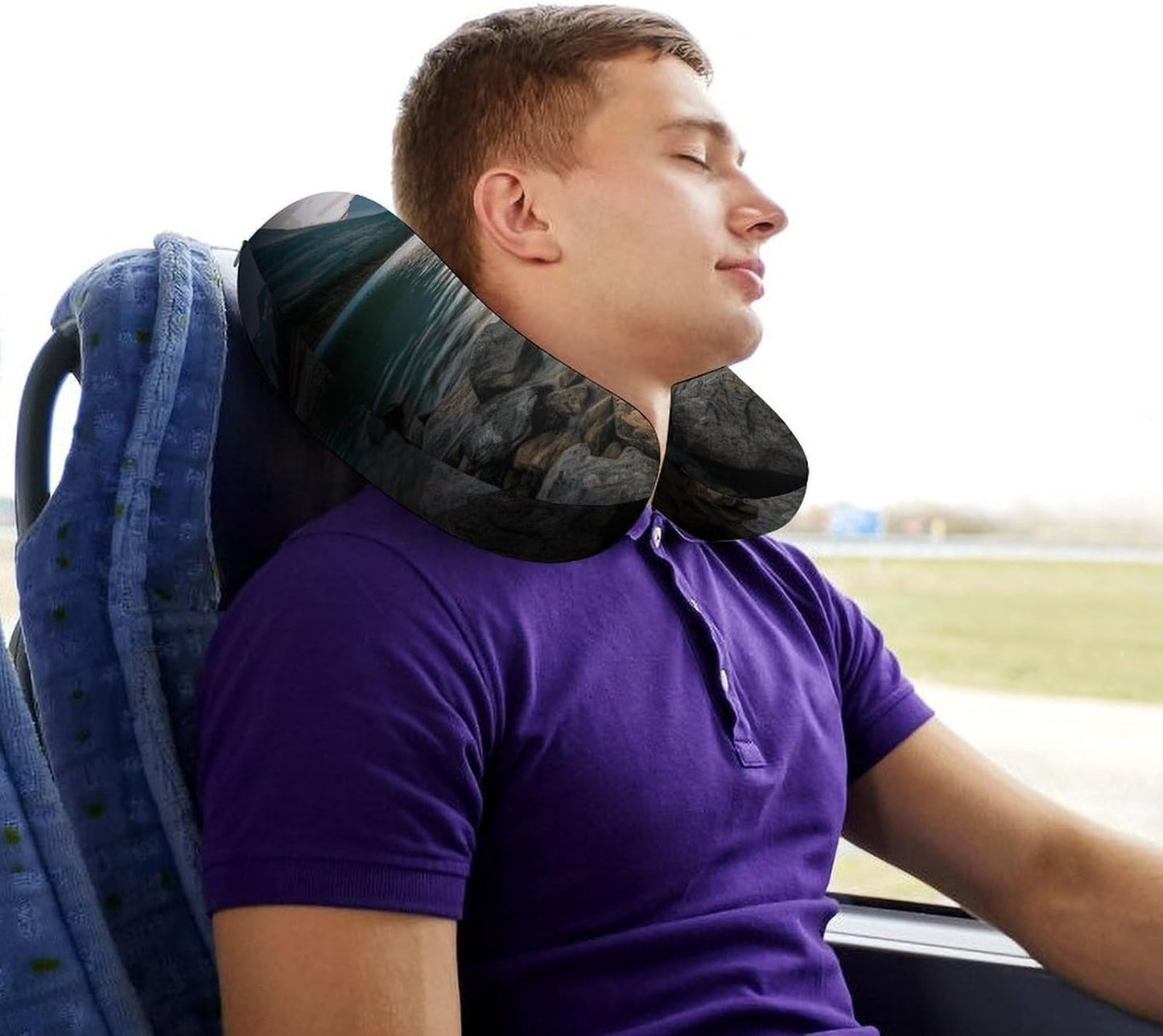 Glacier National Park Neck Pillow Memory Foam U Shaped Pillows Portable Pillows for Shoulder Travel Head Support Pillow with Concealed Zipper for Airplane Car Home Office