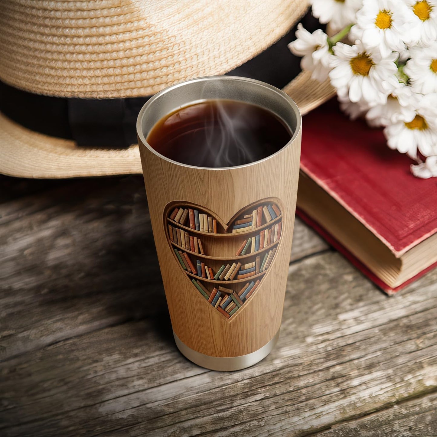 20oz Book Tumbler, Book Accessories for Reading Lovers, Bookworm, Librarian, Book Lovers Gifts, Coffee Tumbler for Women, Stainless Steel Double Wall Vacuum Insulated Coffee Mug, Travel Cup with Lid