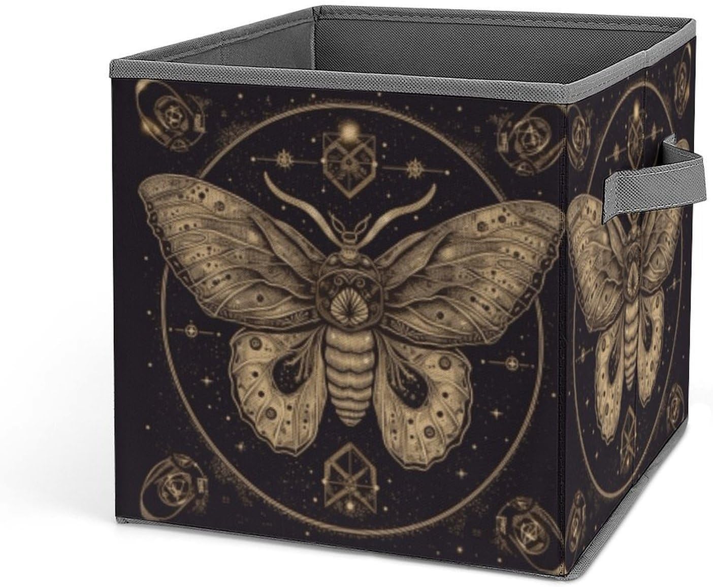 Moth Storage Bins with Handles Fashion Large Storage Cubes Sturdy Foldable Storage Boxes Space-Saving Storage Baskets for Home Office Clothes Closet Organizers