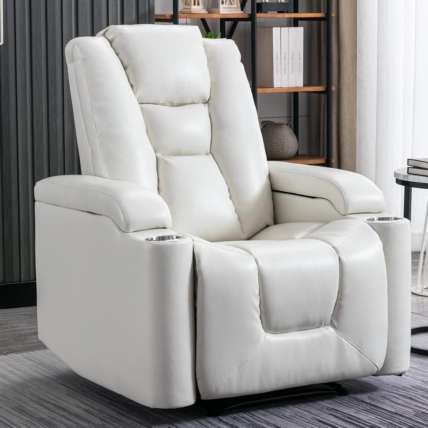 Oversized Power Recliner Chair with USB Ports and Cup Holders, Overstuffed Electric Reclining Sofa with Hidden Arm Storage, Comfortable Lounge Chair for Living Room