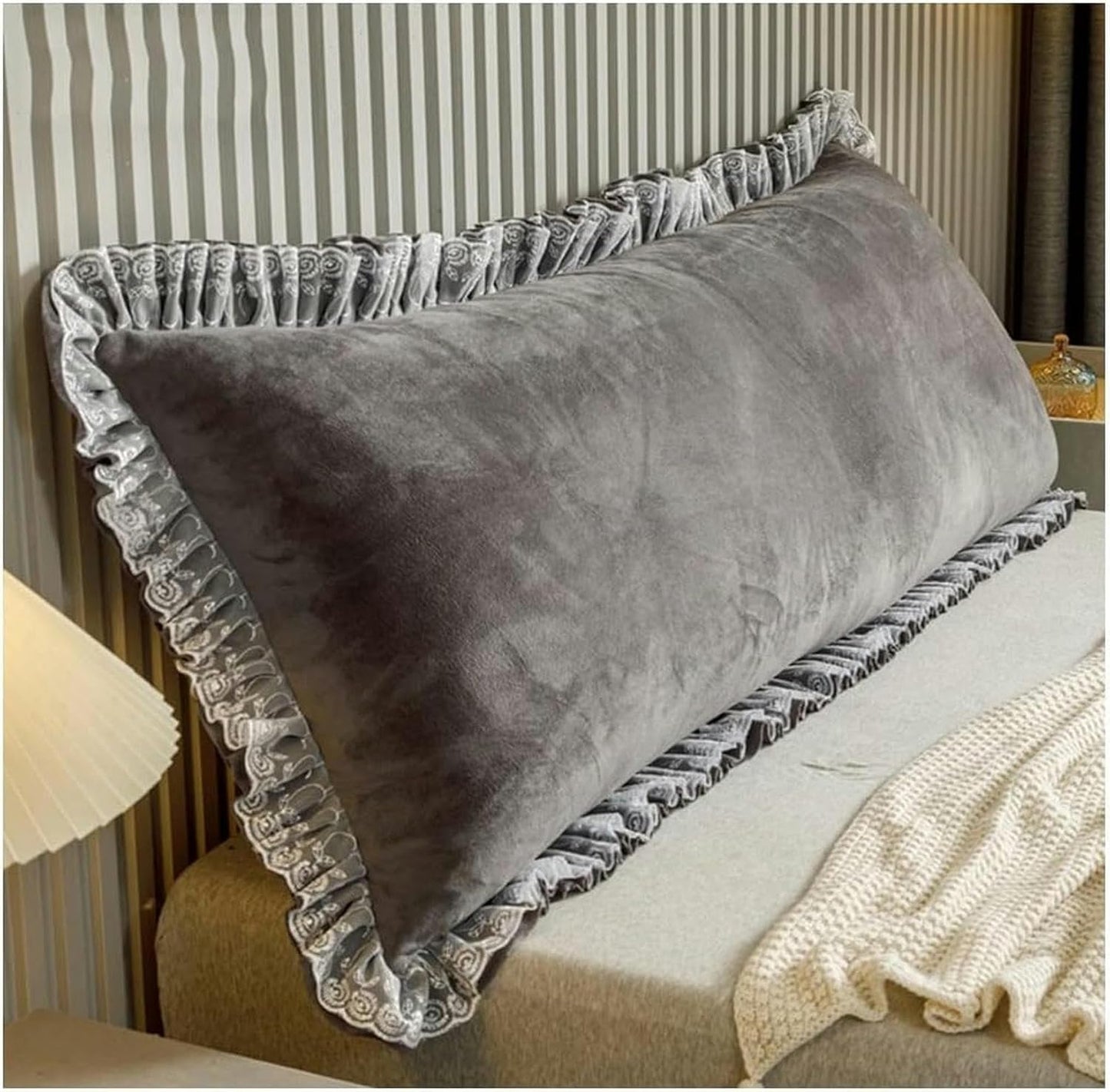 Bedside Cushion Pillow Positioning Support Reading Backrest Cushion Bedside Headboard Reading Pillow Double Bedside Triangle Cushion headboard Cushion Wall Pillow -1, 90X50cm, Gray2