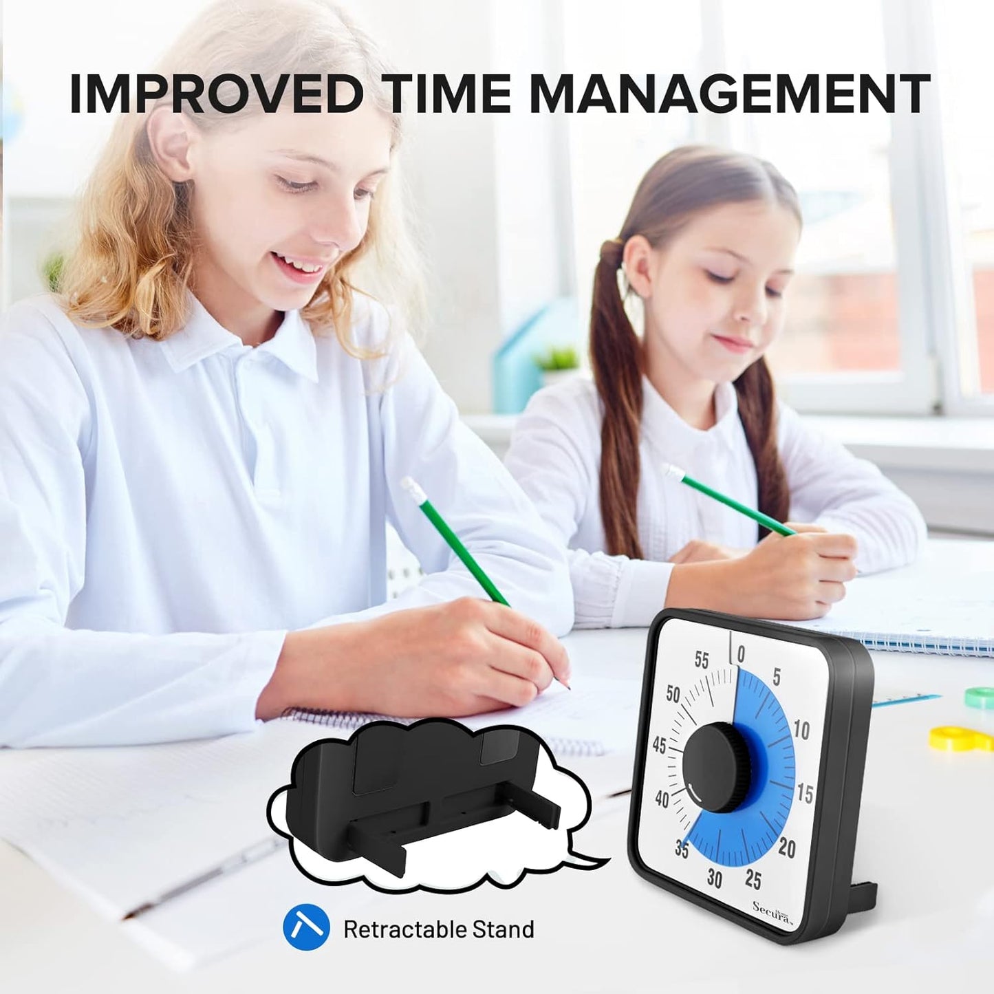 60-Minute Visual Timer, 7.5 Inch Oversize Countdown Timer Clock for Kids and Adults, Durable Mechanical Time Management Tool with Magnetic Backing （Navy Blue）