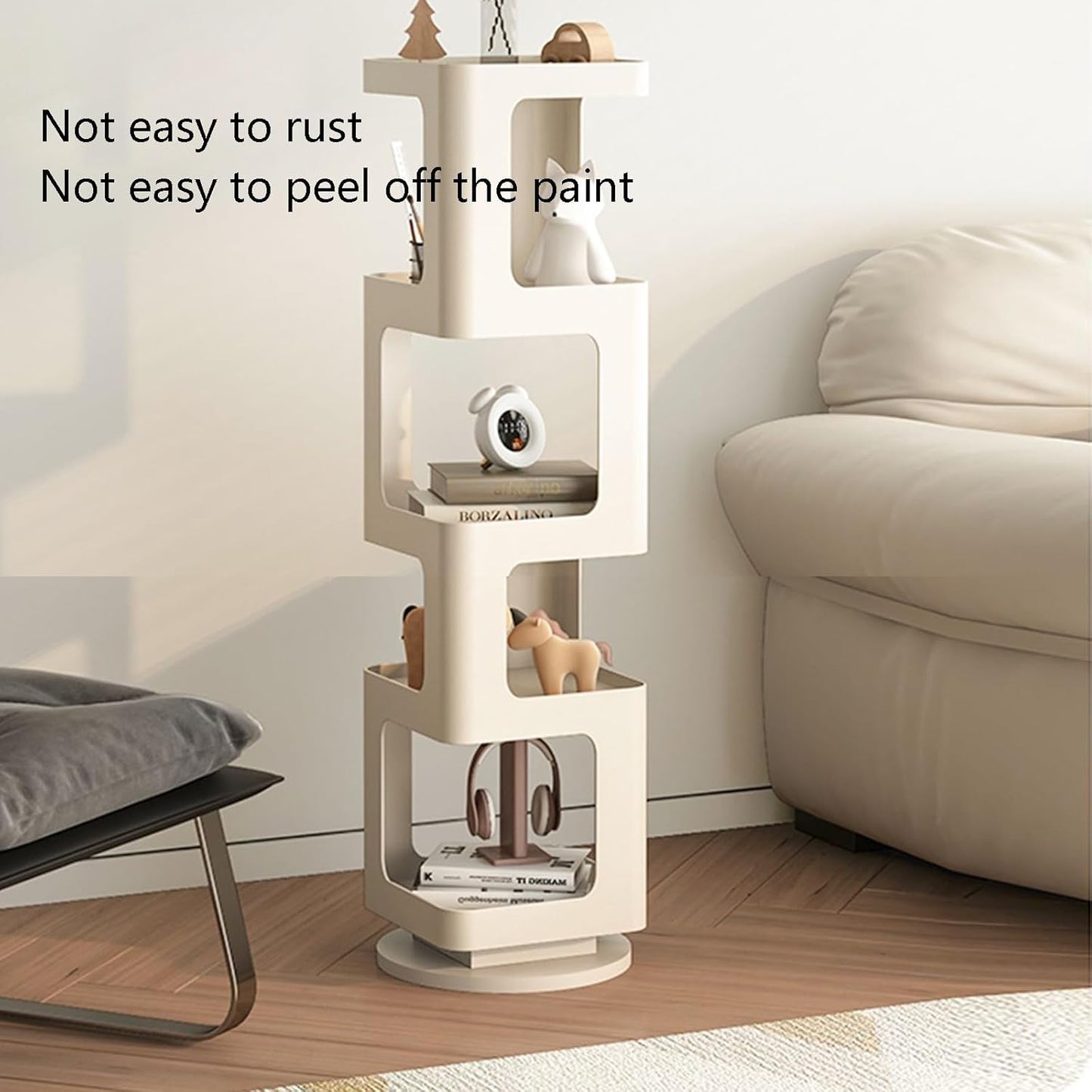 Narrow Invisible Bookshel, Vertical Bookshelf for Home ，Metal Narrow Multipurpose Corner Bookshelf, Multipurpose Corner Bookshelf, Multipurpose Display Book Shelf for Home Office(White,148cm58.3in)
