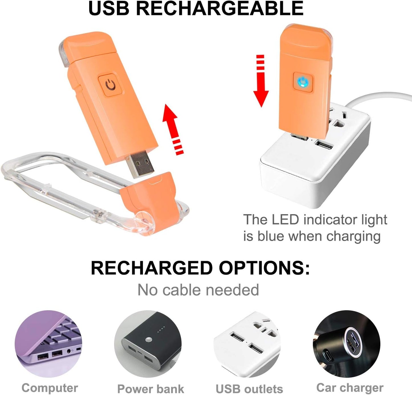 BIGMONAT Rechargeable Book Reading Light Bookmark Light, LED Clip on Book Lights, Reading Lights for Books in Bed, Small Book Light for Kids, Brightness Adjustable for Eye Protection-Orange