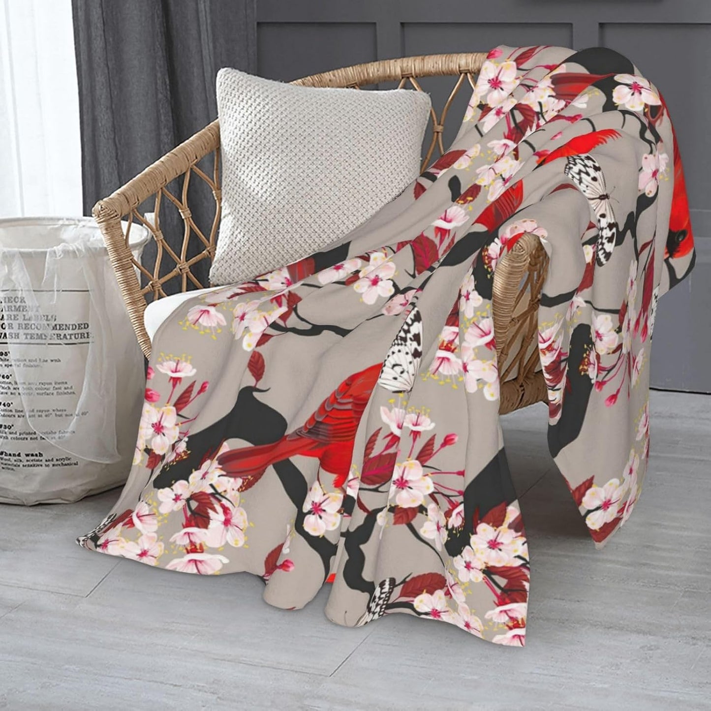 Red Cardinal Bird Throw Blanket Premium Anti-Pilling Flannel Soft Warm and Lightweight 60"x50"