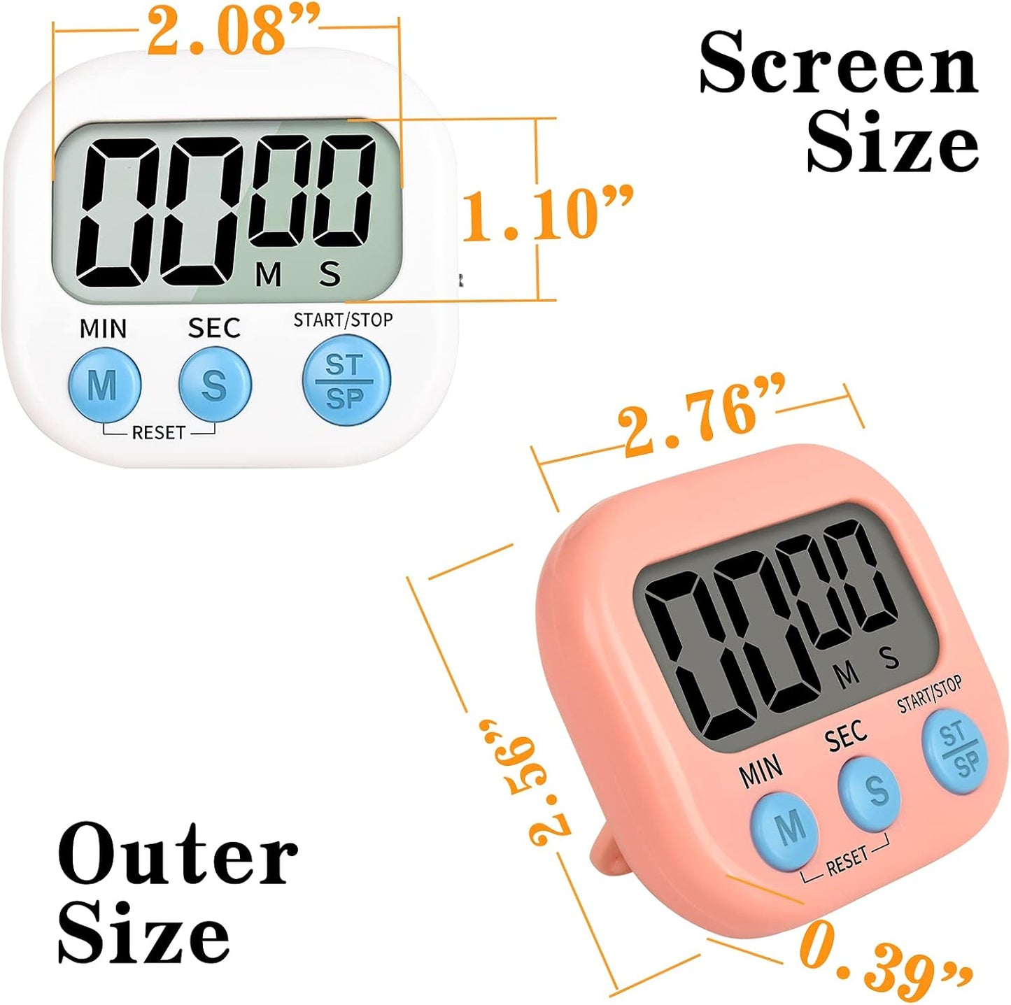 Timer for Kids,KitchenTimer Digital,Magnetic Back,Loud Ring,Stand for Cooking,Classroom,Bathroom,Teachers,Kids(White), (JS-118)