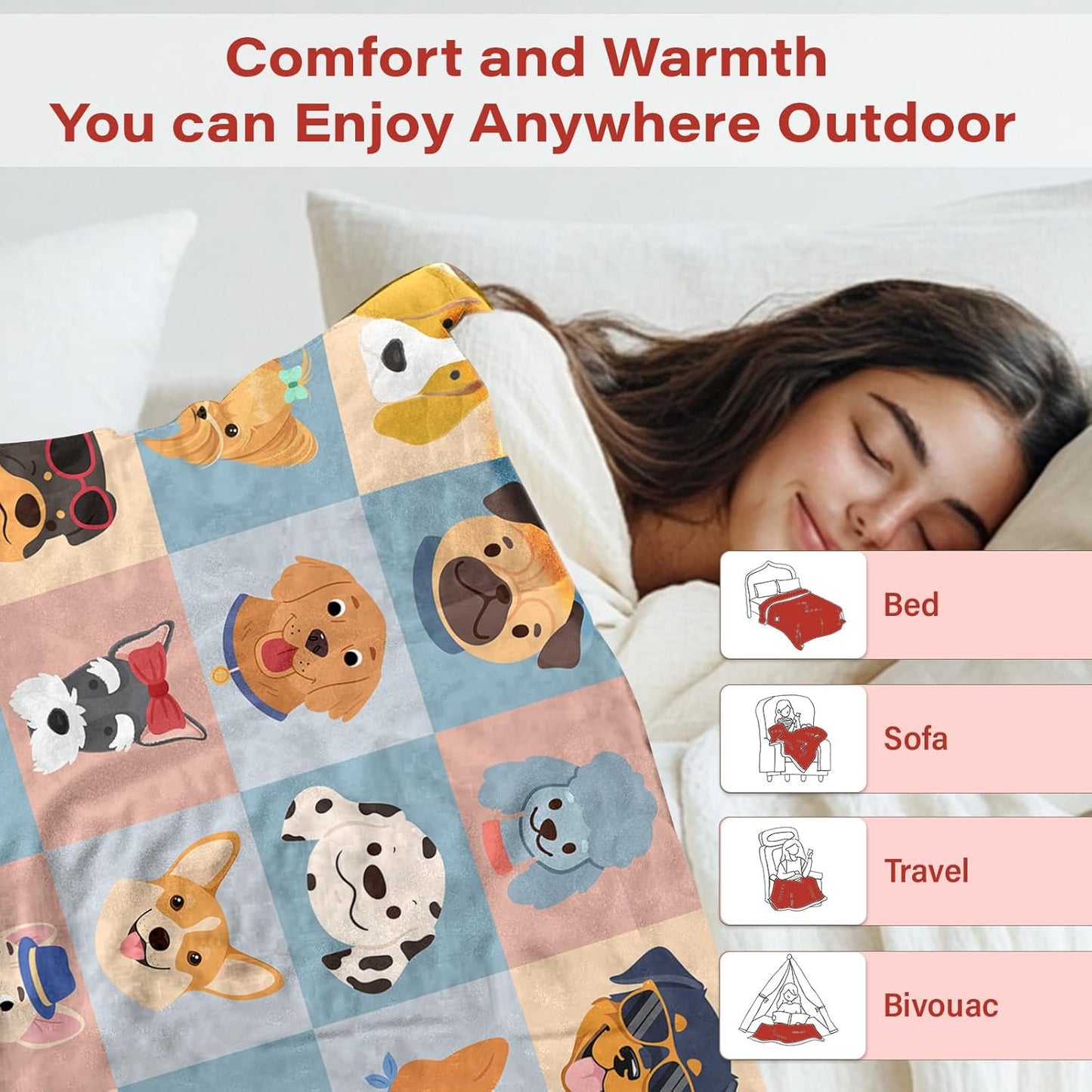 French Bulldog Blanket Gifts for Women Men, French Bulldog Blanket for Boy, Soft Frenchie Blankets for Dog Lovers Owners, Flannel Warm Blankets for Couch,Gifts for Christmas Thanksgiving 40x50 in