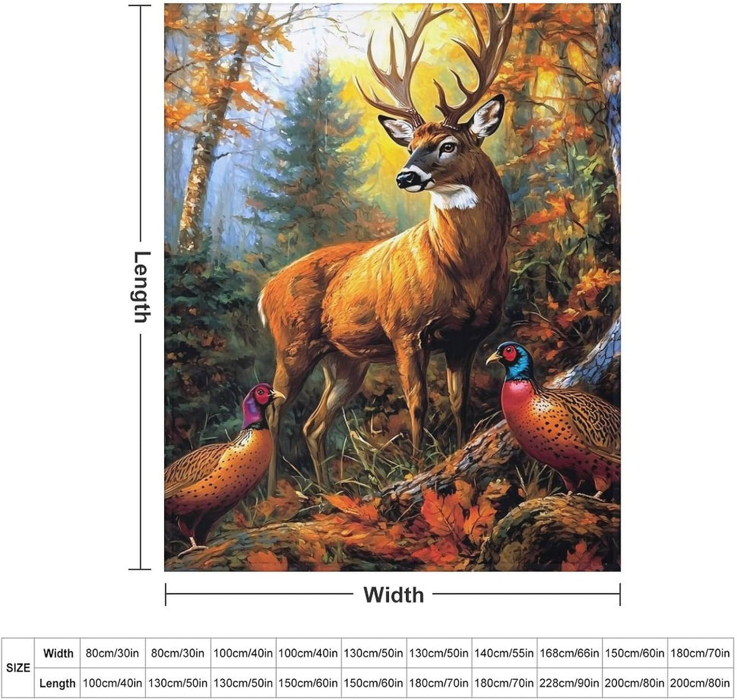 Wildlife Deer Forests Throw Blanket for Couch Bed Plush Cozy Fuzzy Flannel Blanket for All Season 40"x50"