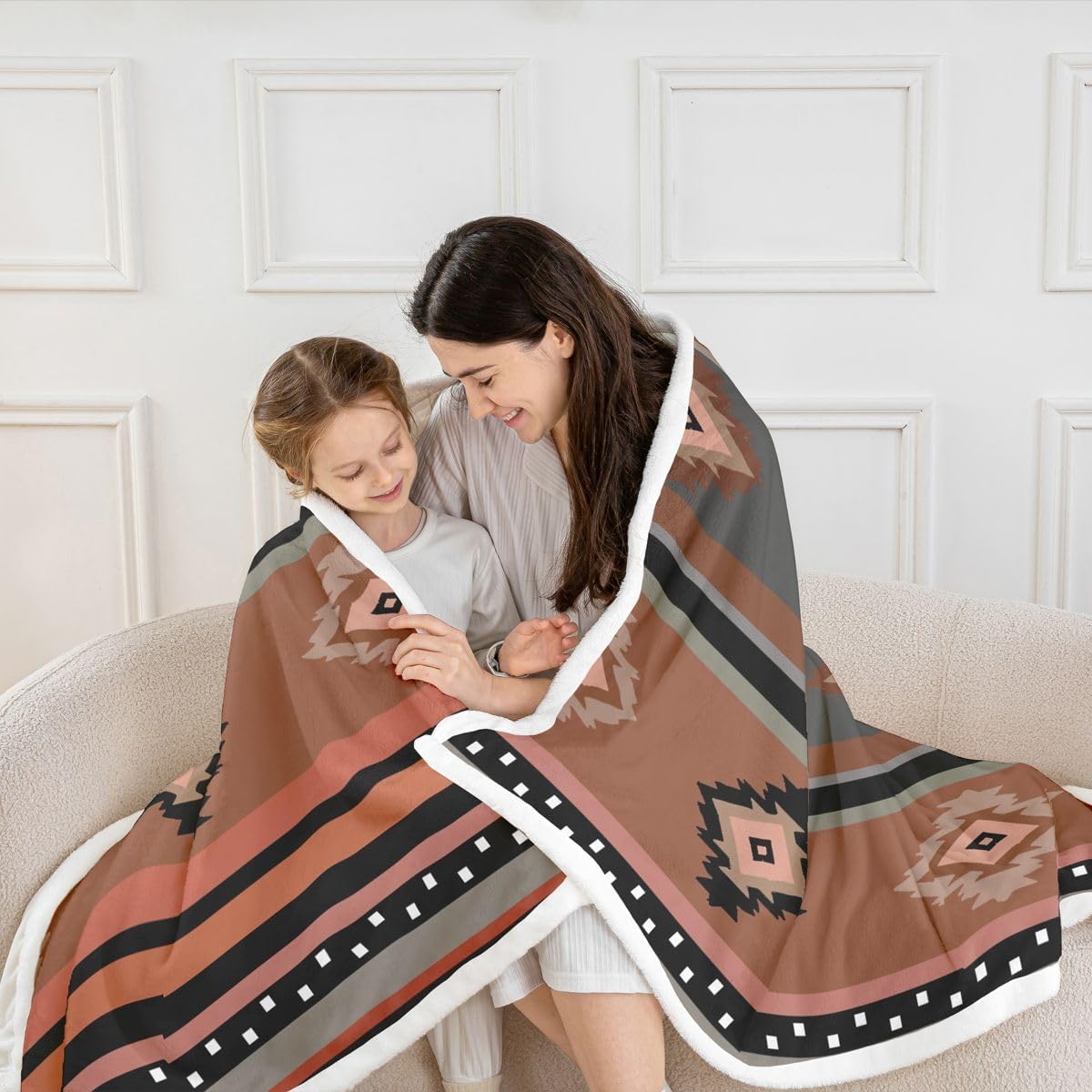 Feelyou Western Aztec Decor Throw Blanket Southwestern Navajo Tribal Style Soft Fleece Sherpa Cozy Fuzzy Plush Warm Southwestern Fuzzy Plush Throw Baby 30"x40" for Bed Couch Living Room
