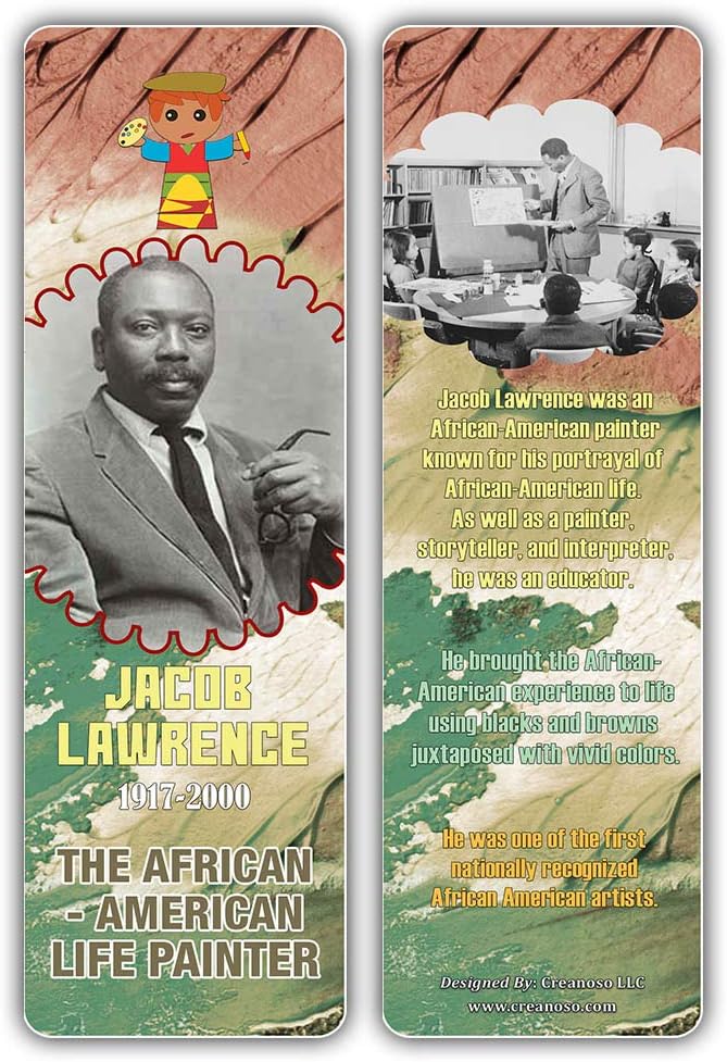 Creanoso Historical Fact American Famous Artists Bookmark Cards (60-Pack) – Learning Reading Bookmarks Collection Set – Stocking Stuffers for Boys, Girls, Kids – Classroom Incentives - Gift Tokens