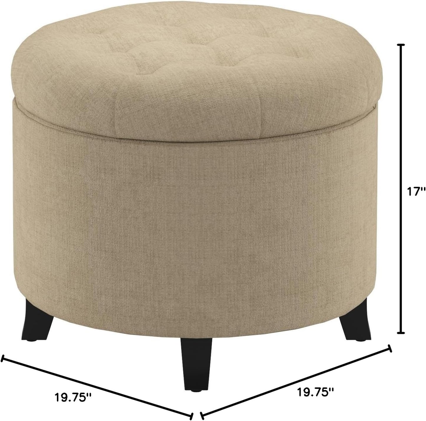 Convenience Concepts Designs4Comfort Storage Ottoman, Tan Fabric
