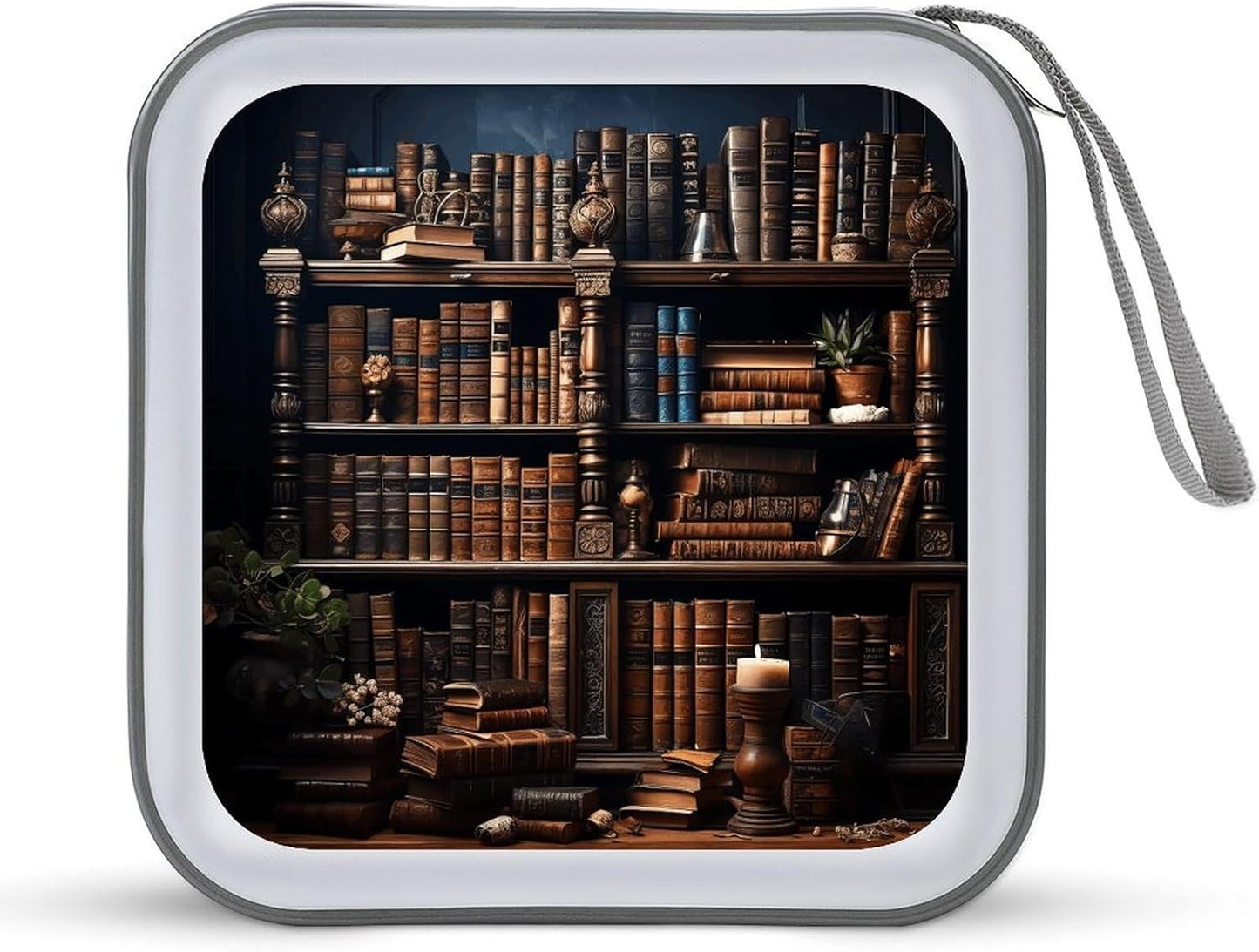 Books on The Bookshelf CD Case Portable Zipper CD Cases Holder Hard Plastic DVD Disc Cases Storage Binder Large Storage Disc Wallet Bag Heavy Duty Booklet Album 40 Capacity