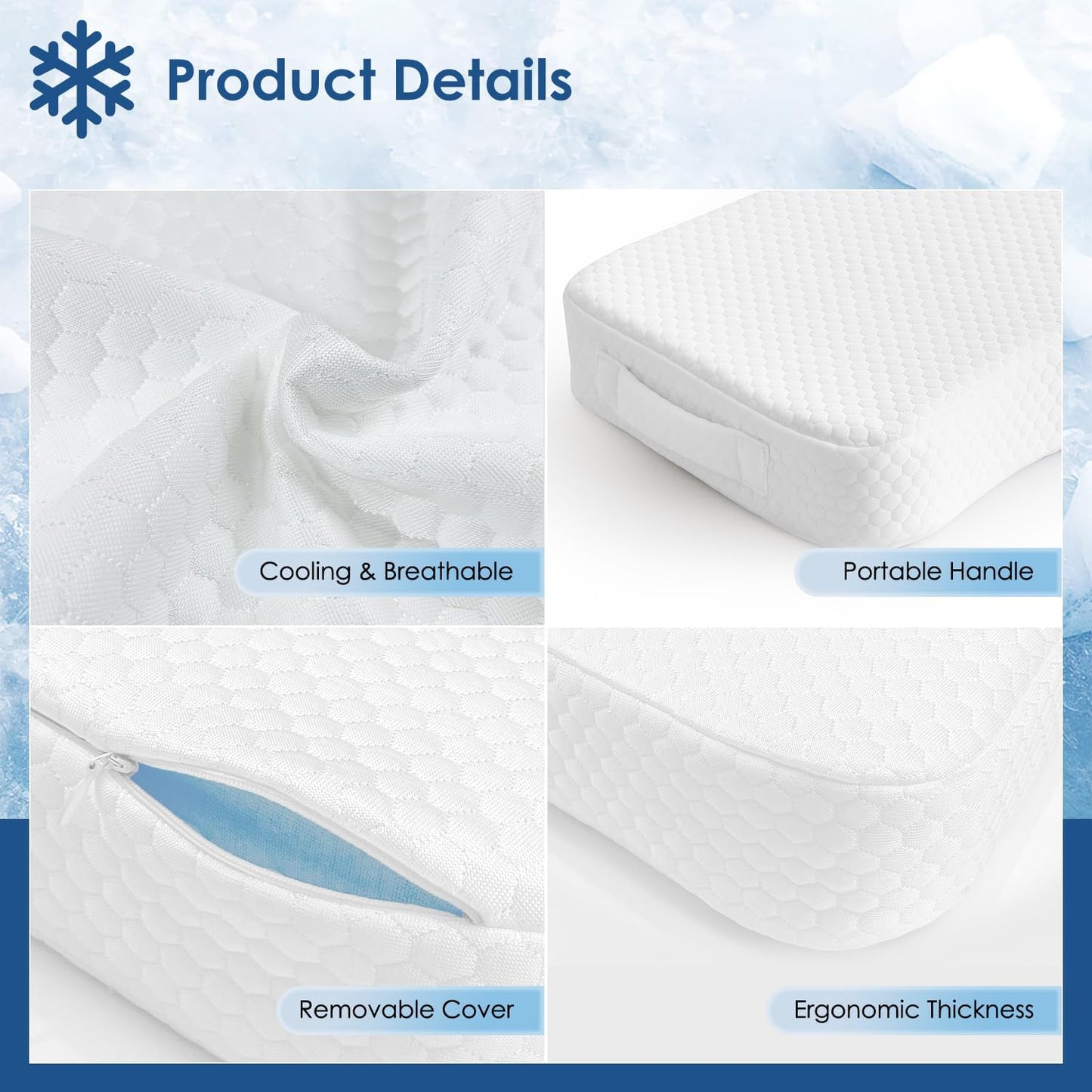 Cooling Leg Pillow for Side Sleepers 100% Cooling Fabric Knee Pillow for Side Sleeping, Leg Elevation Memory Foam Pillow for Hip/Back/Sciatica Pain Relief Helps Spine Alignment -15"x25" (Cooling, M)