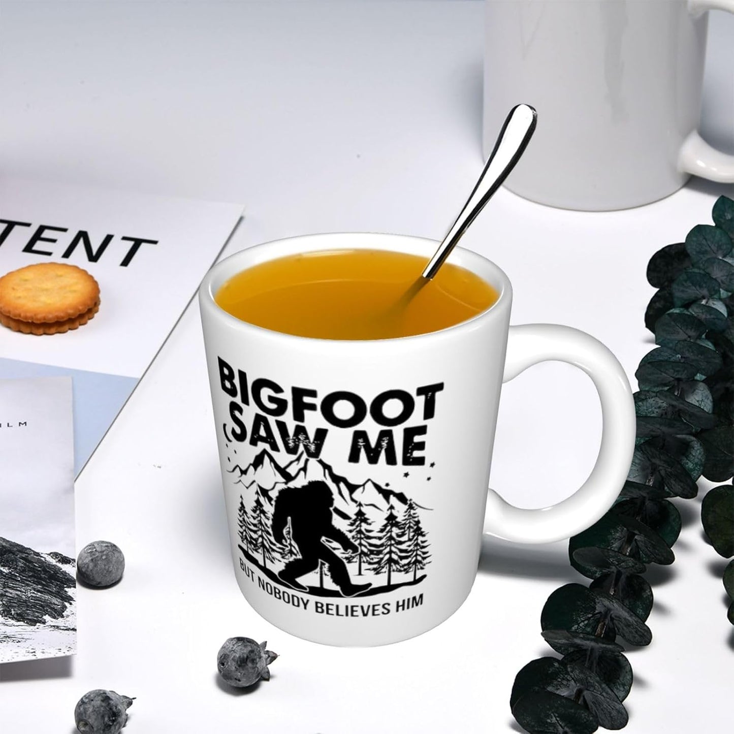 Bigfoot Saw Me But Nobody Believes Him Ceramic Coffee Mug Cup, Funny Sasquatch Gift 11 oz.