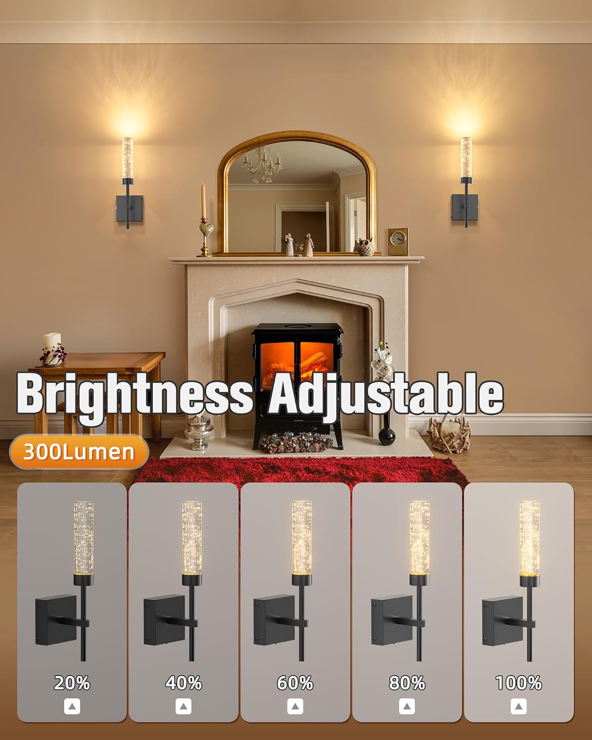NIORSUN Crystal-Inspired Bubble Wireless Wall Sconces, 10000mAh Battery Operated Wall Sconces Set of 2, 3 Color Temps Rechargeable Wall Lights with Remote, Dimmable Wall Lamp for Living Room Bedroom