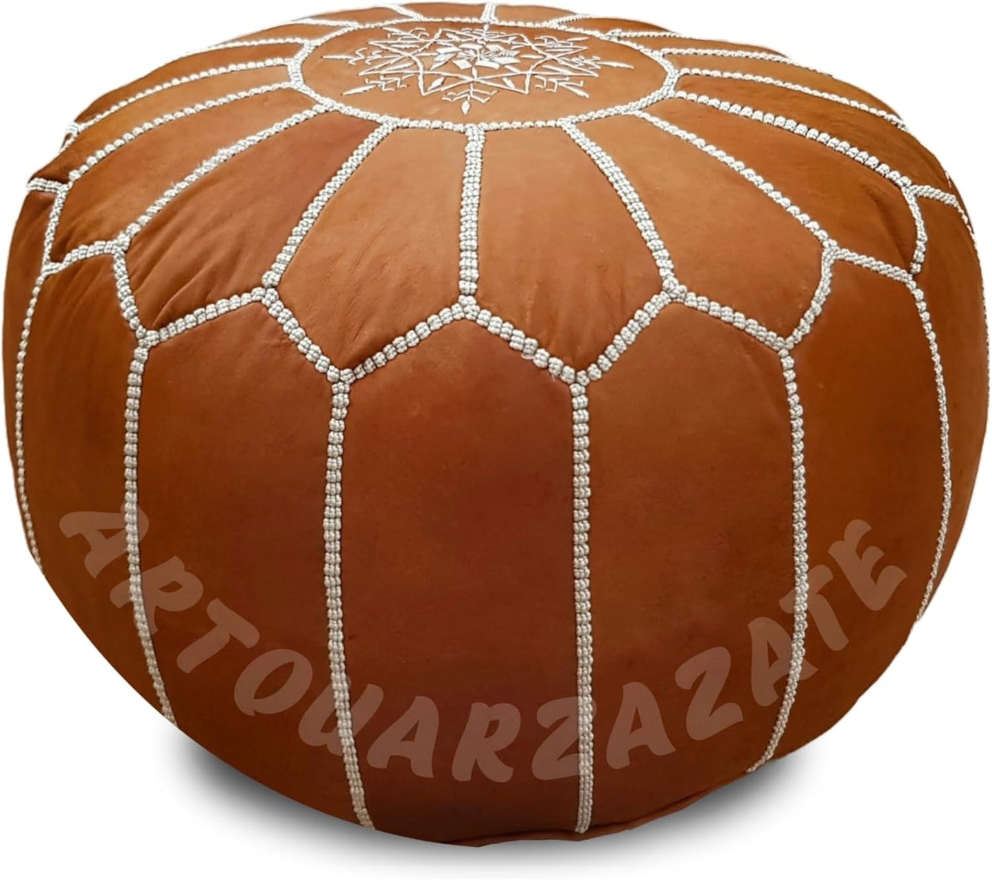 ARTOUARZAZATE Premium Moroccan Leather Ottoman Pouf Cover, Ottoman Footstool Hassock 100% Real Natural Leather pouffe, Home Gifts, Wedding Gifts, Foot Stool (Brown)