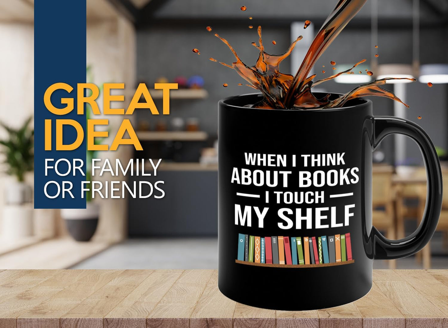 Book Lover Coffee Mug 11oz Black -Touch My Shelf - Writer Editor Bookish Librarian Bibliophile Bookish Grammar Philosophers