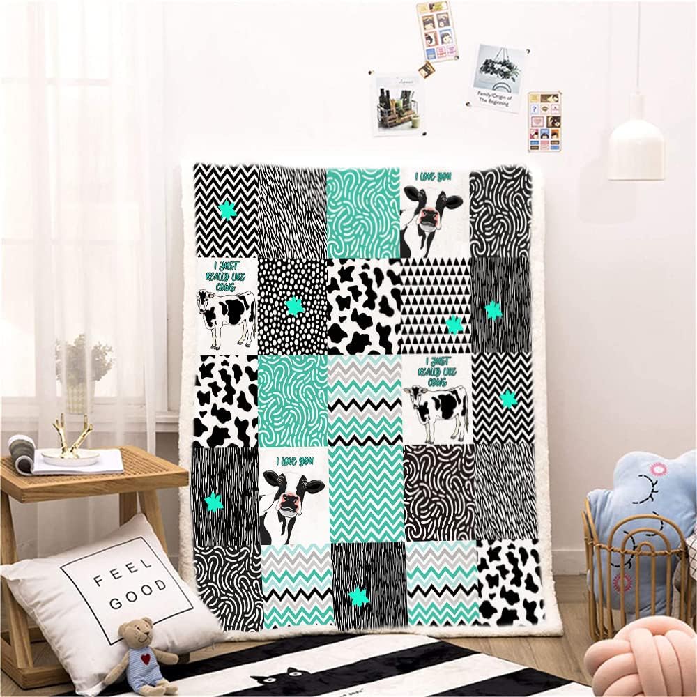 Cow Decor Bedding Throw - Soft Print Queen Size Blanket for Girls & Women - Valentine's Day Gift - 60"x80" (cow3)