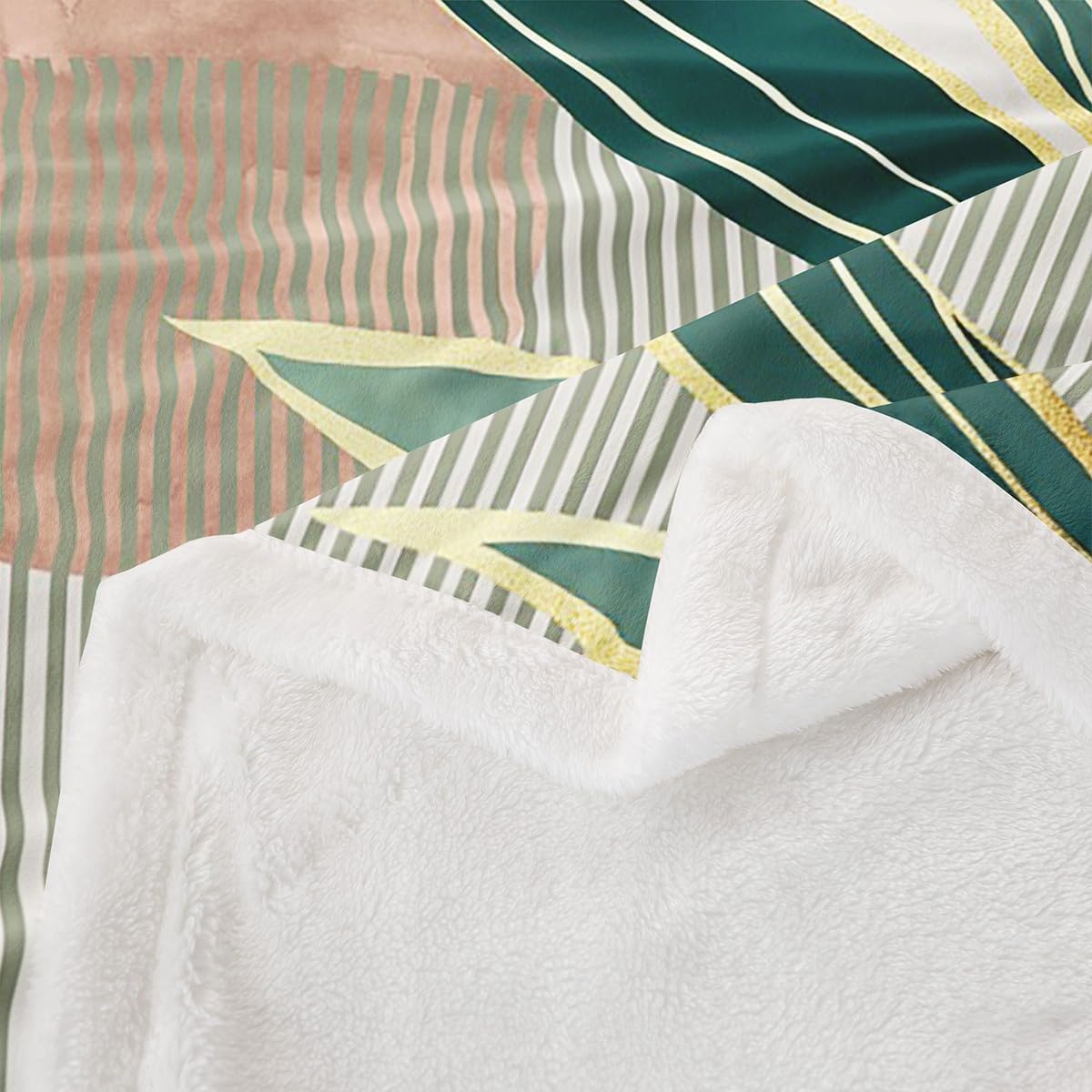 Erosebridal Mid Century Boho Throw Blanket Twin Size Abstract Retro Minimalist Blanket for Girls Women,Modern Bohemian Aesthetic Fleece Blanket Simple Bedroom Decor,Pink Green