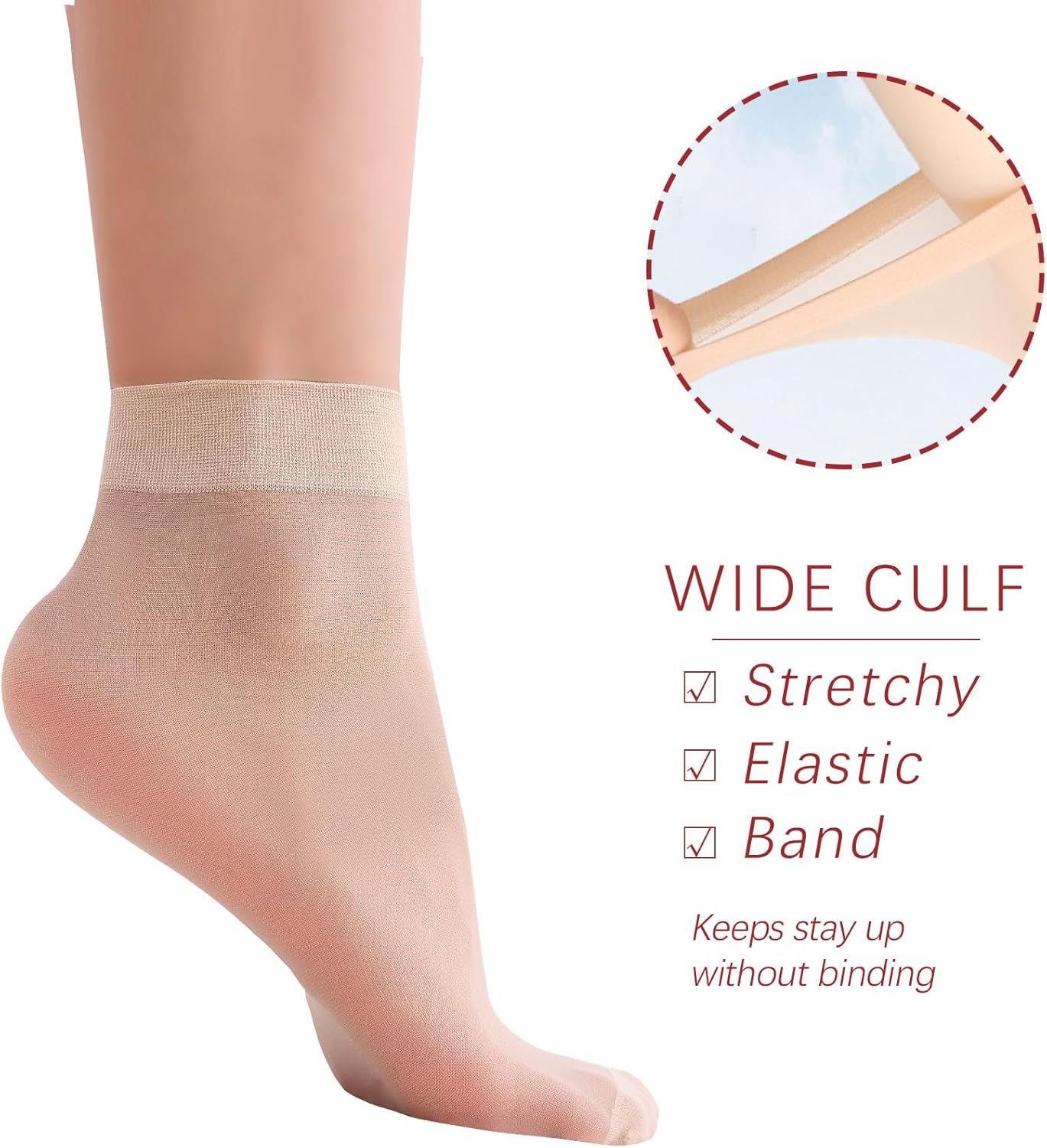 9 Pairs(in Gift Box) Ankle Sheer Socks For Women,Premium 20D Reinforced Toes in Black & Nude One Size