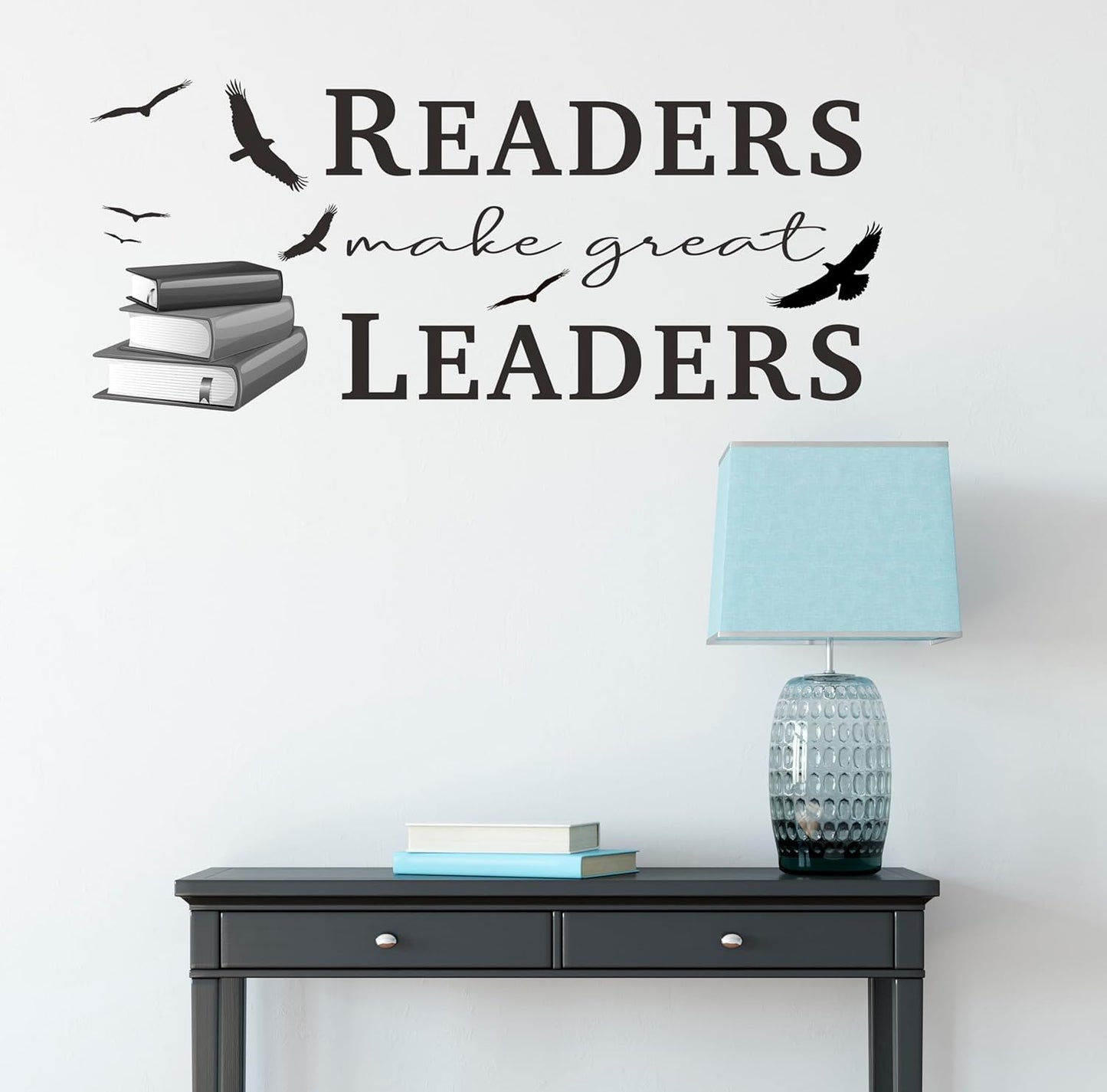 Reading Theme Wall Decals, Inspirational Quotes Readers Make Great Leaders Wall Stickers for School College Library Nursery Children’s Room Classroom
