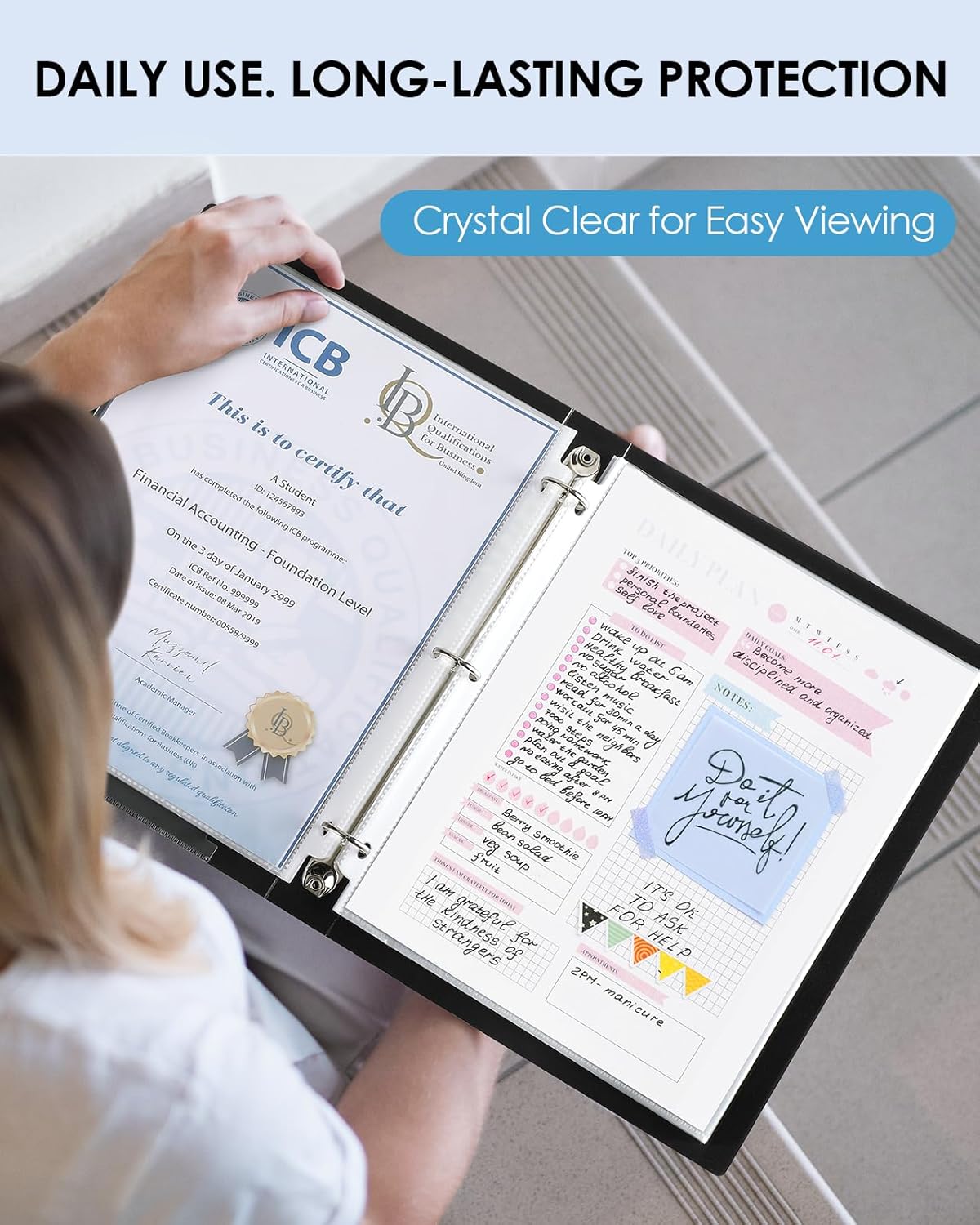 KTRIO 200 Pack Sheet Protectors for 3 Ring Binder, Non Glare Clear Page Protector, Plastic Document Sleeves Fits Standard 8.5 x 11 Paper, Top Loading, Acid Free