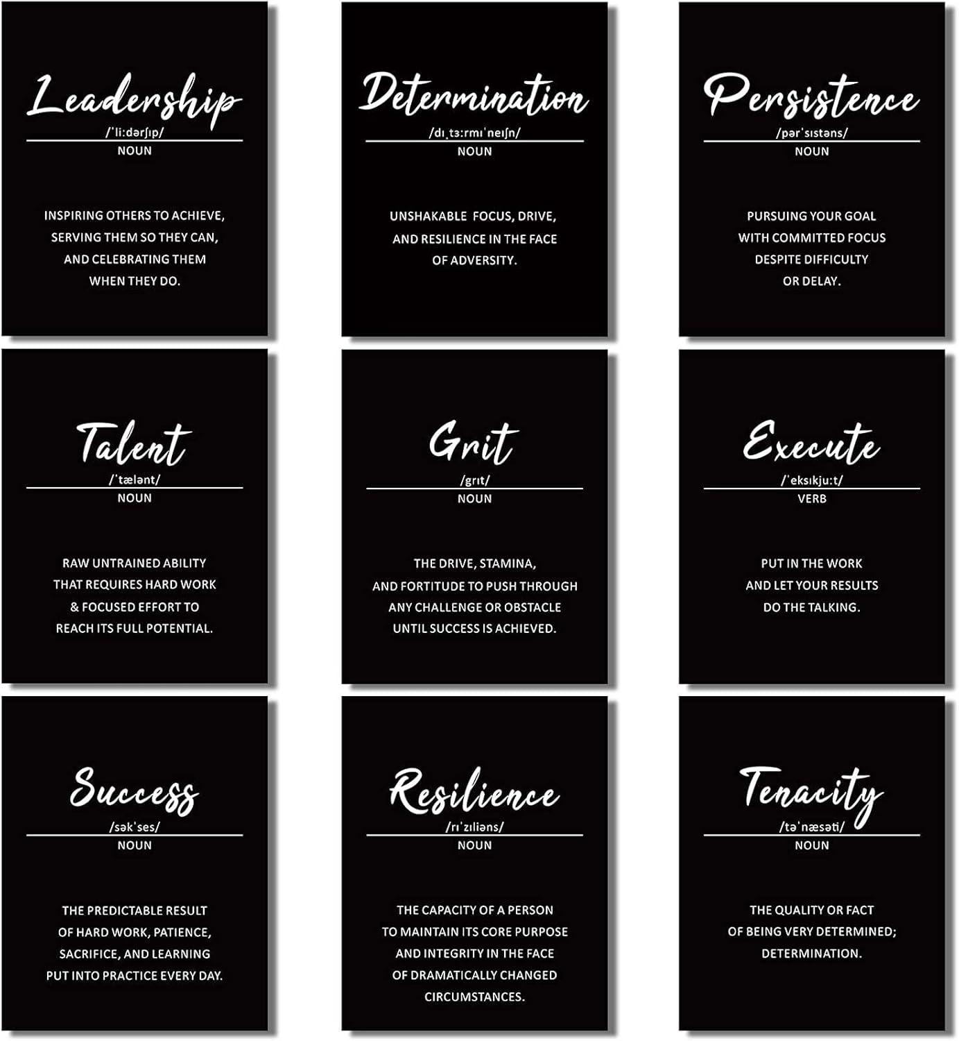 Outus 9 Pieces Inspirational Phrases Posters Wall Decor Motivational Sayings Quote Positive Prints for Teens Adults Living Room Office Classroom Bulletin Board Decor,Unframed,8 x 10 Inch (Black)