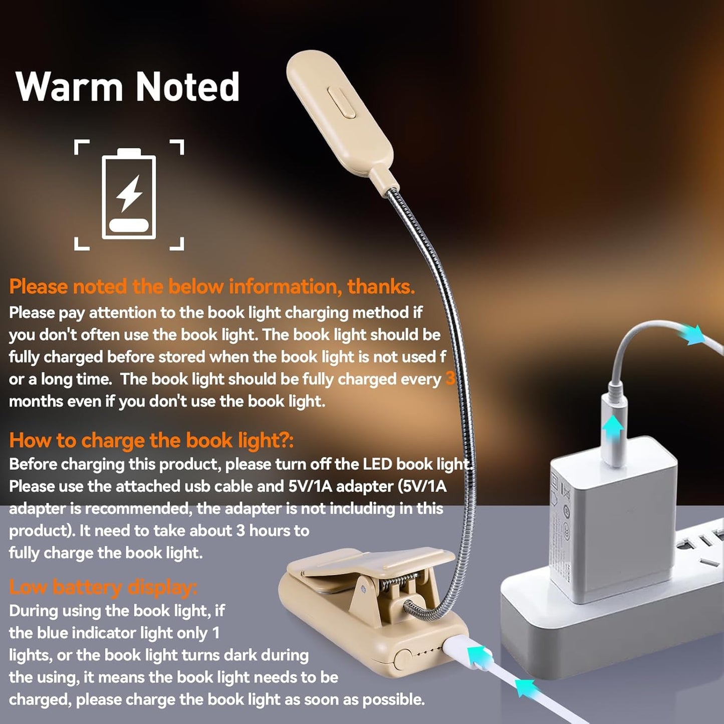 VAVOFO Rechargeable Book Light for Reading in Bed Kids, 7 LED Reading Light with 9-Level Warm Cool White Daylight, Eye Care Lamp with Power Indicator for Bookworms (Khaki)