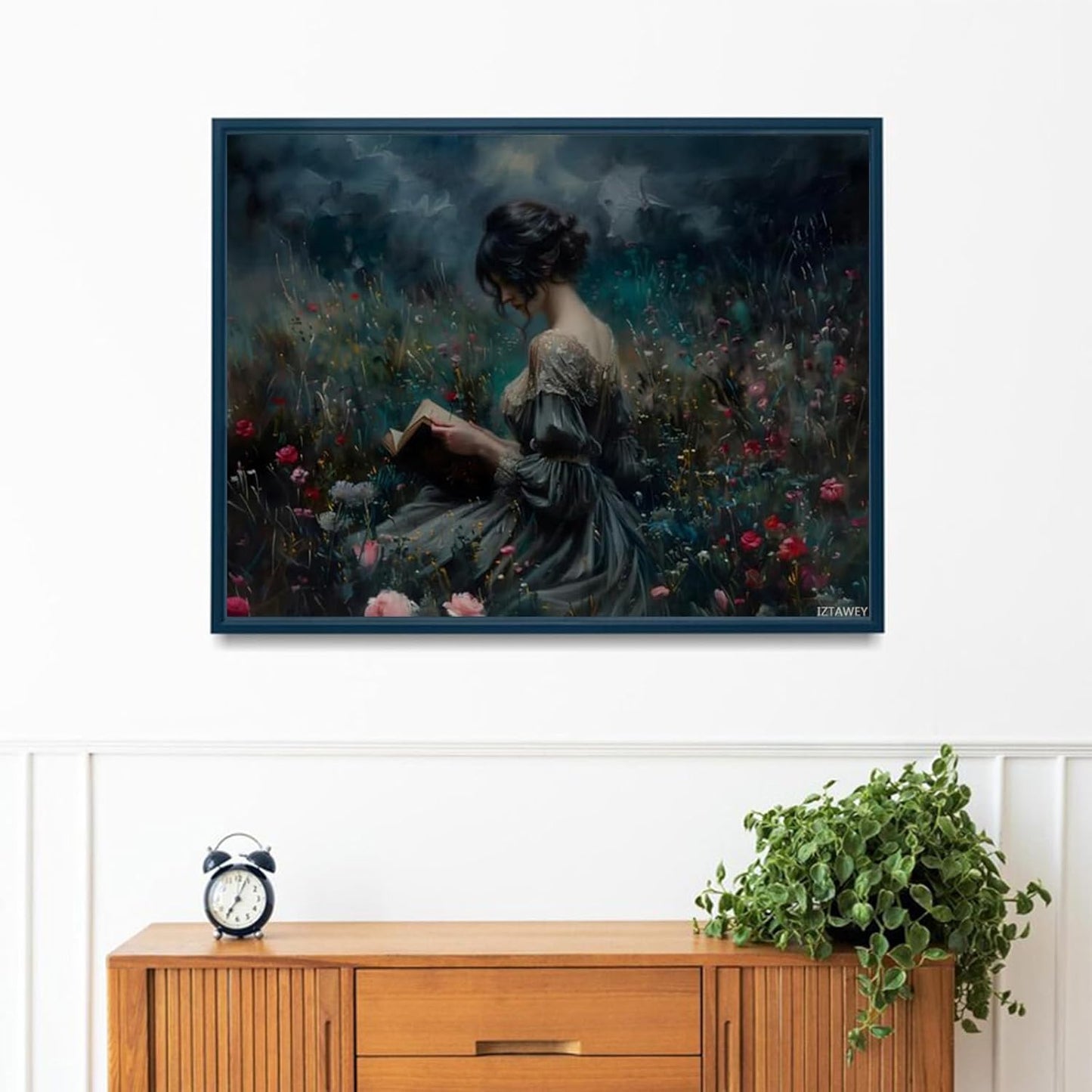Canvas Print Wall Art Dark Academia Woman Reading Book Victorian Print Poster Vintage Abstract Artwork Aesthetic Home Decor for Living Room Bathroom Bedroom Wall Art Unframed 12x16inch