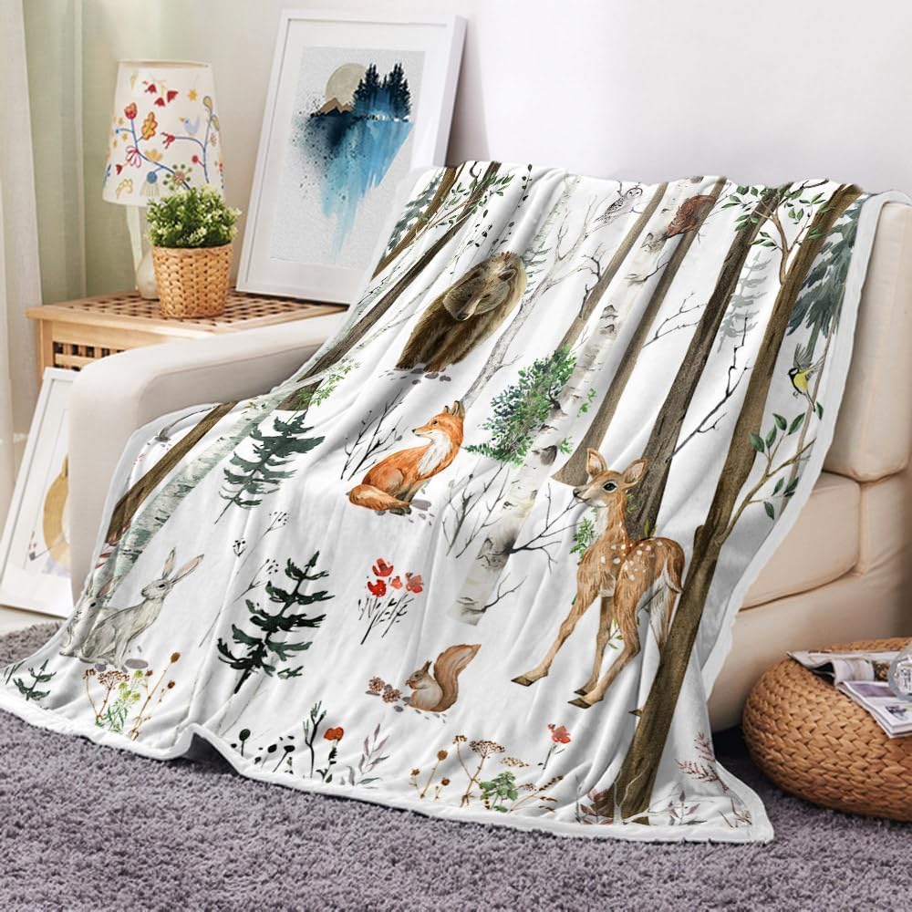 Rustic Cabin Throw Blanket, Super Fuzzy Hunting Camping Forest Blanket, Soft Cozy Plush Lightweight Wild Animal Bear Blanket for Couch, Sofa, Bed & Lazy Napping, Comfort for All-Season, 50X60inch