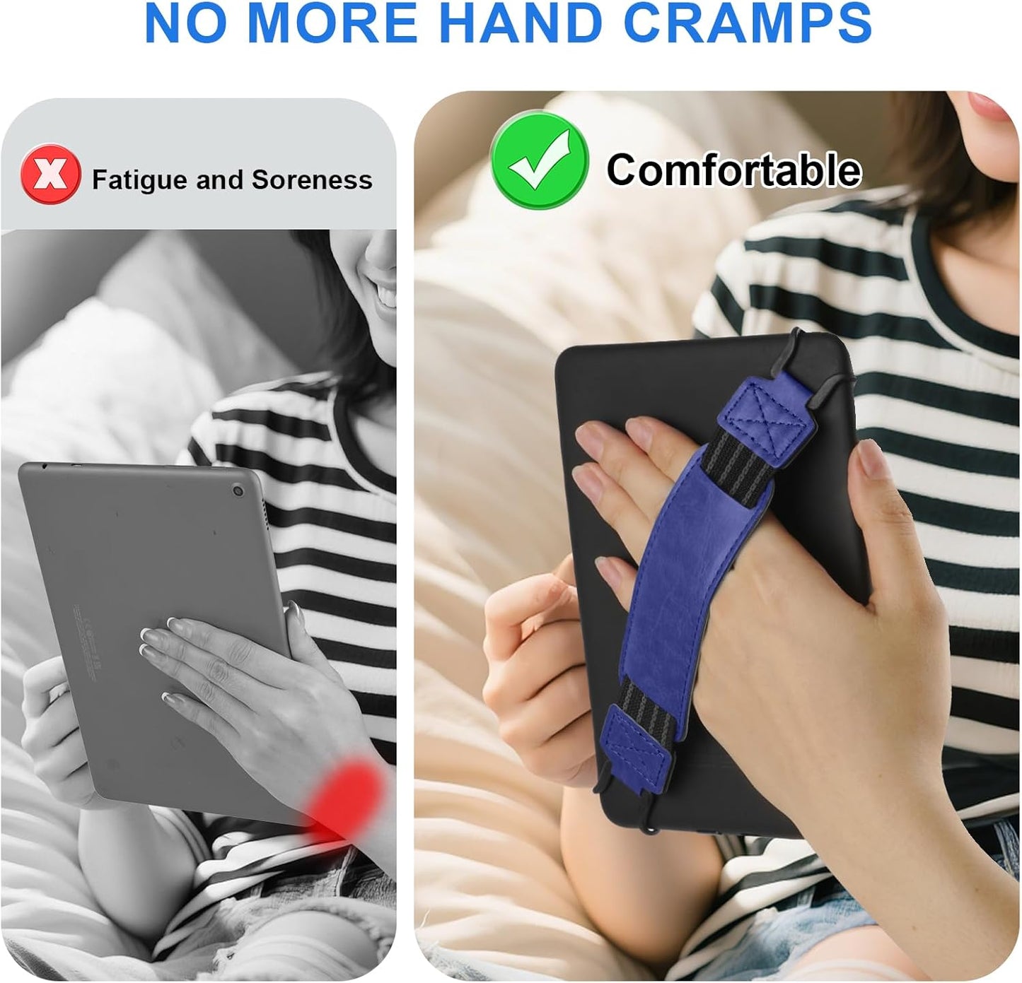 Universal Soft Hand Strap for 6-7 Inch eReader Tablet, Compatible with Kobo/Pocketbook/Tolino/Paperwhite/Nook, High Elasticity Hand Strap for Tablet, Blue