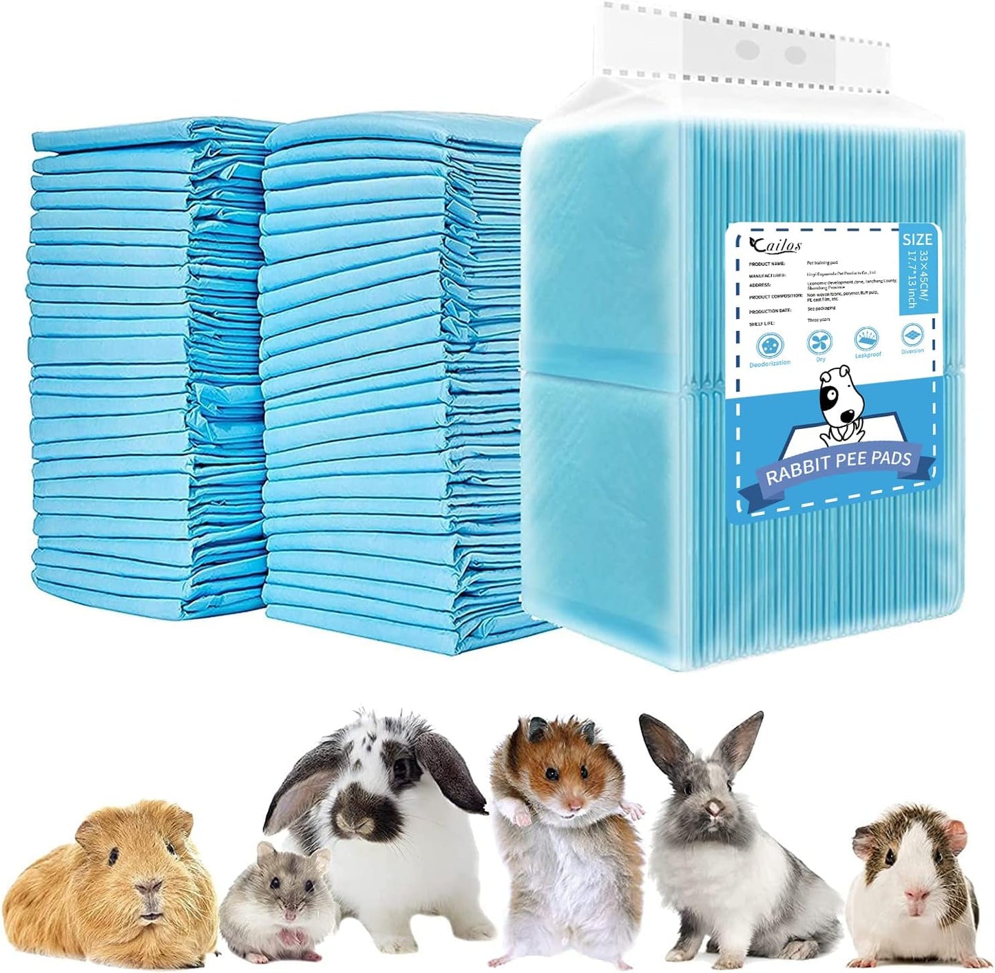 20 Pcs Rabbit Pee Pads, Disposable Super Absorbent Diaper, Pet Toilet/Potty Training Pads for Guinea Pigs, Hedgehog, Hamsters, Chinchillas, Cats, Dogs