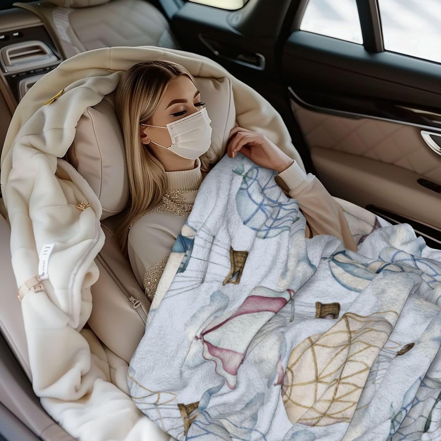 Hot Air Balloons and Clouds Bed Blanket Ultra Soft Throw Blanket All Season Warm Light Weight Cozy Plush Blankets for Home Bedroom Sofa Chair Travel, 50"X40"
