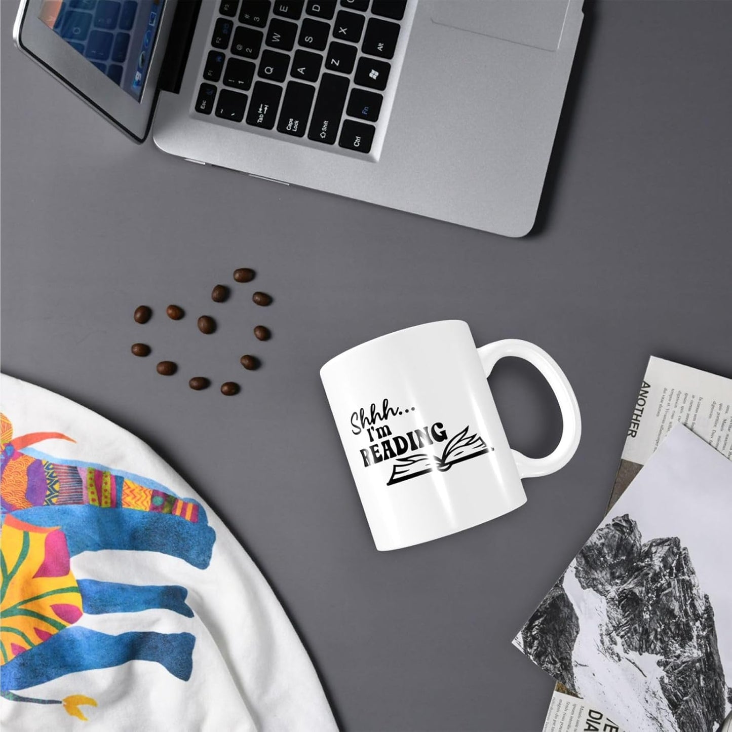 I'M Reading Book Lover Mug 11 oz Ceramic Coffee Cup Funny Mugs for Office and Home (White)