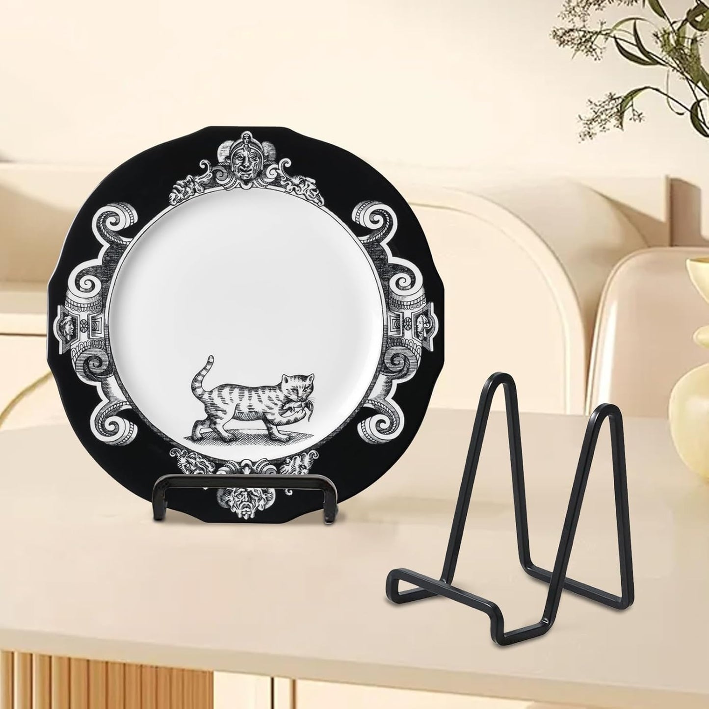 6 Inch Display Easel Stand - Small Metal Holder for Plates Artwork Frames | Tabletop Iron Rack for Books Photos Tiles Decorative Pieces Shelf Counter Home Office Display 57.09x2.95x4.53 in