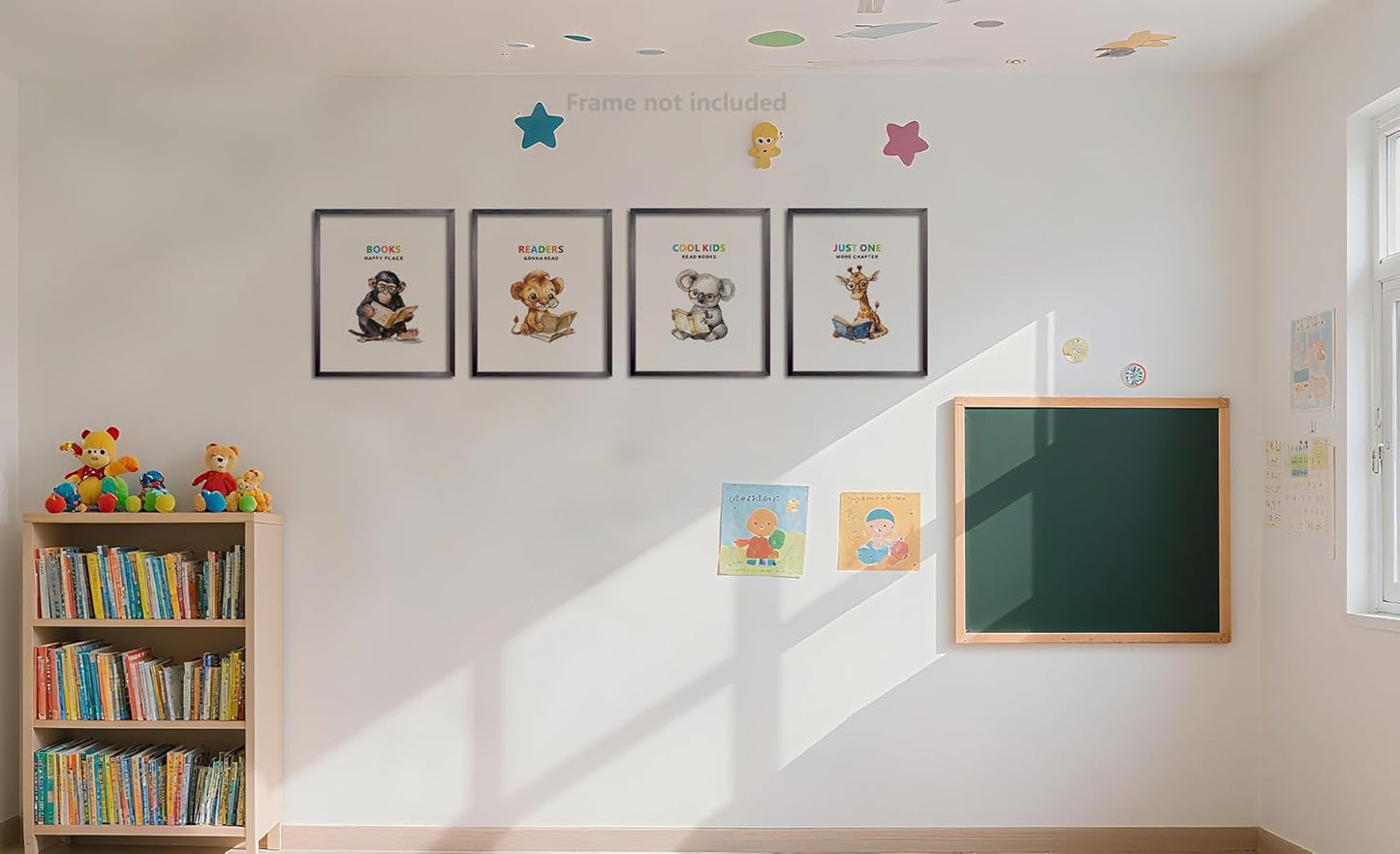 Cute Animal Reading Prints for Kids's Bedroom, Cool Kids Read Books Wall Art Poster | Motivational Quotes Painting Picture Artwork | Preschool Classroom & Library Home Decor 8x10in Unframed Set of 4