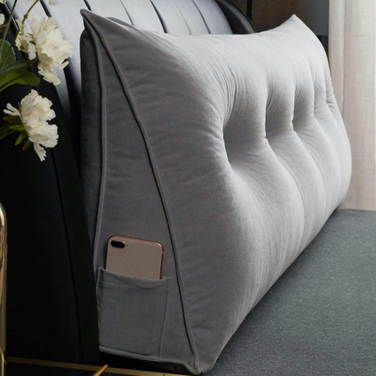 AMNOOL Triangular Headboard Pillow,Solid Color Triangle Cushion Reading Bed Rest Pillow,Large Bolster Wedge Support Removable Pillow for Dorm Daybed Bed