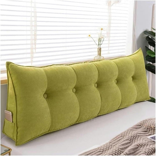 Large Triangular Headboard Pillow, Triangular Headboard Cushion, Bed/Sofa Support Rest Reading Pillow for Day Bed Office Lumbar Cushion with Removable Dimple