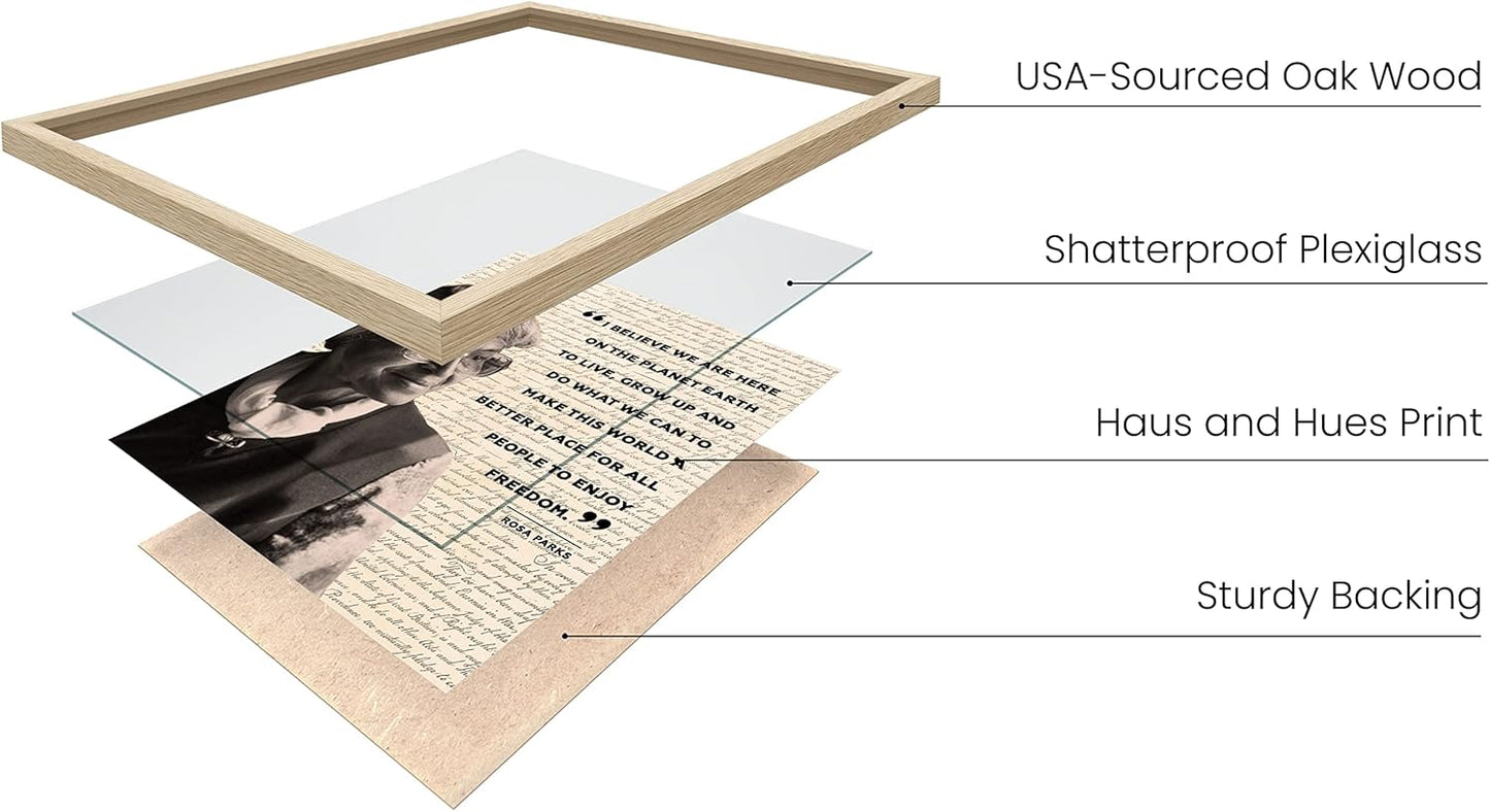 HAUS AND HUES Black History Posters for Classroom - African American Art, Black History Month Decorations & African American Posters for Classroom, Quotes (Beige Frame, 8x10)